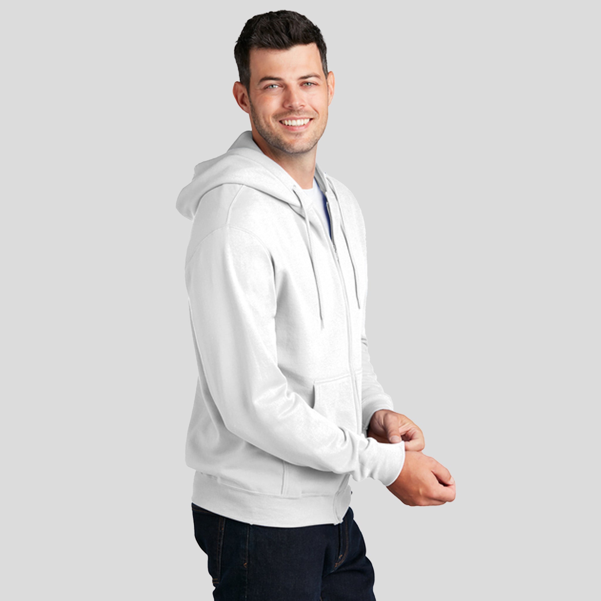 Men's Core Fleece Full-Zip Hooded Sweatshirt | White
