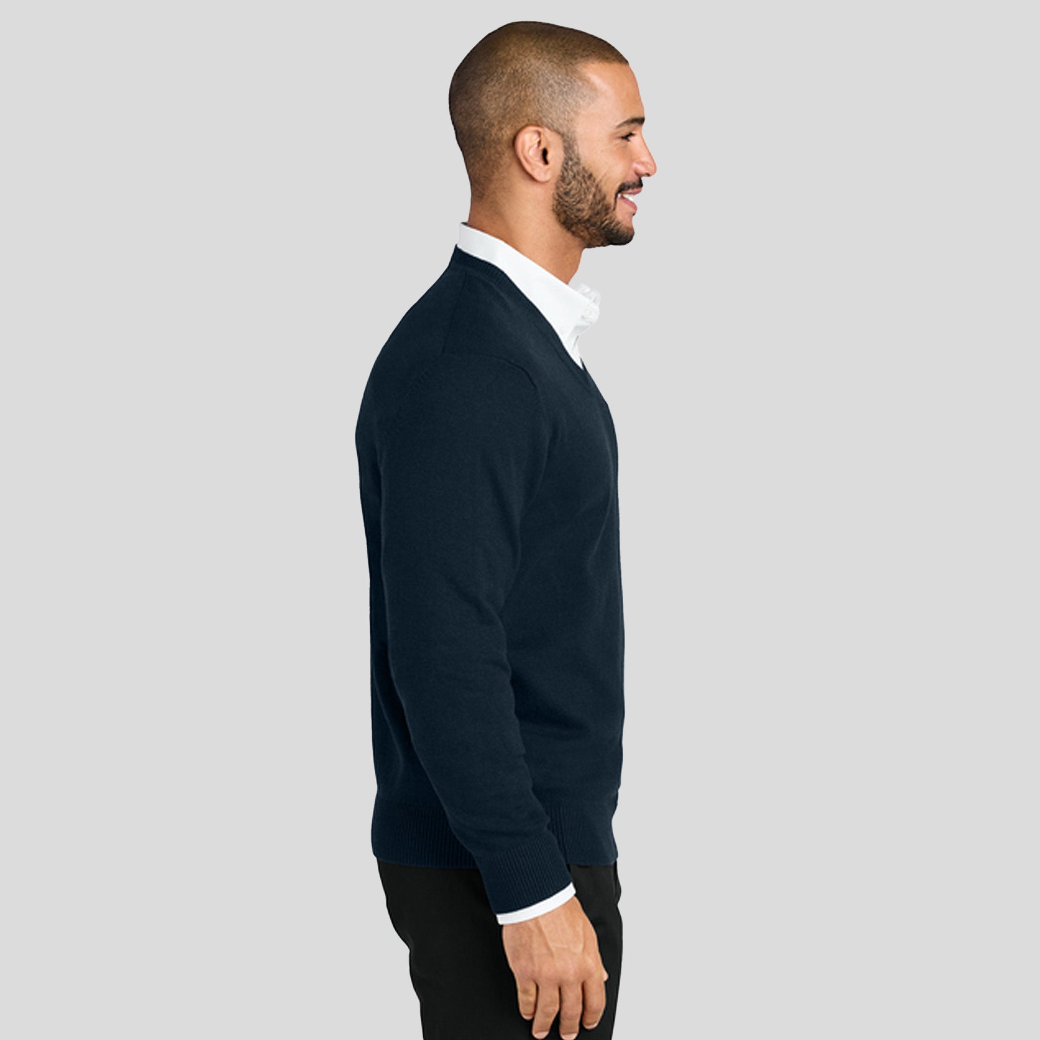 Easy Care V-Neck Sweater | River Blue Navy