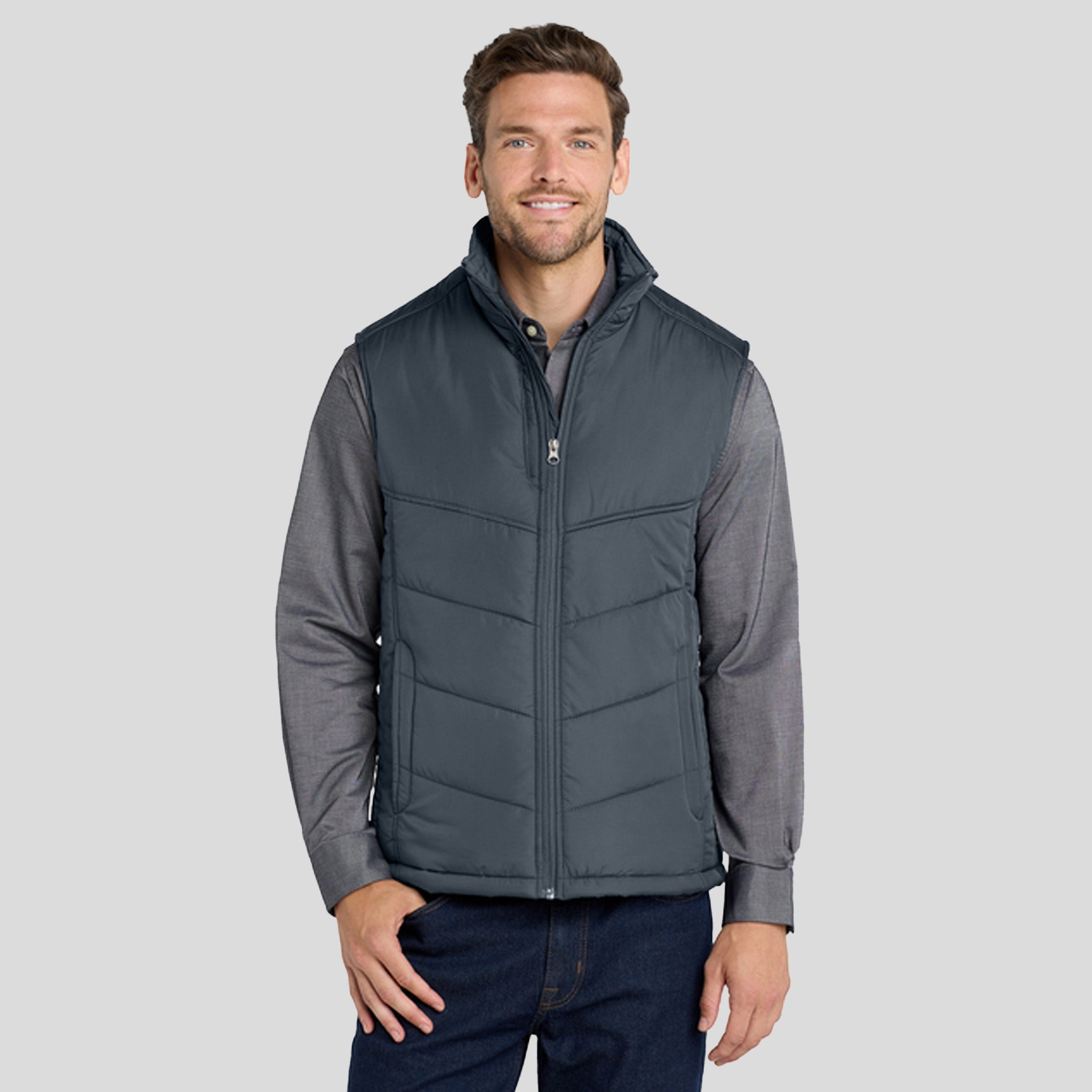Men's Puffy Vest | Dark Slate/Black