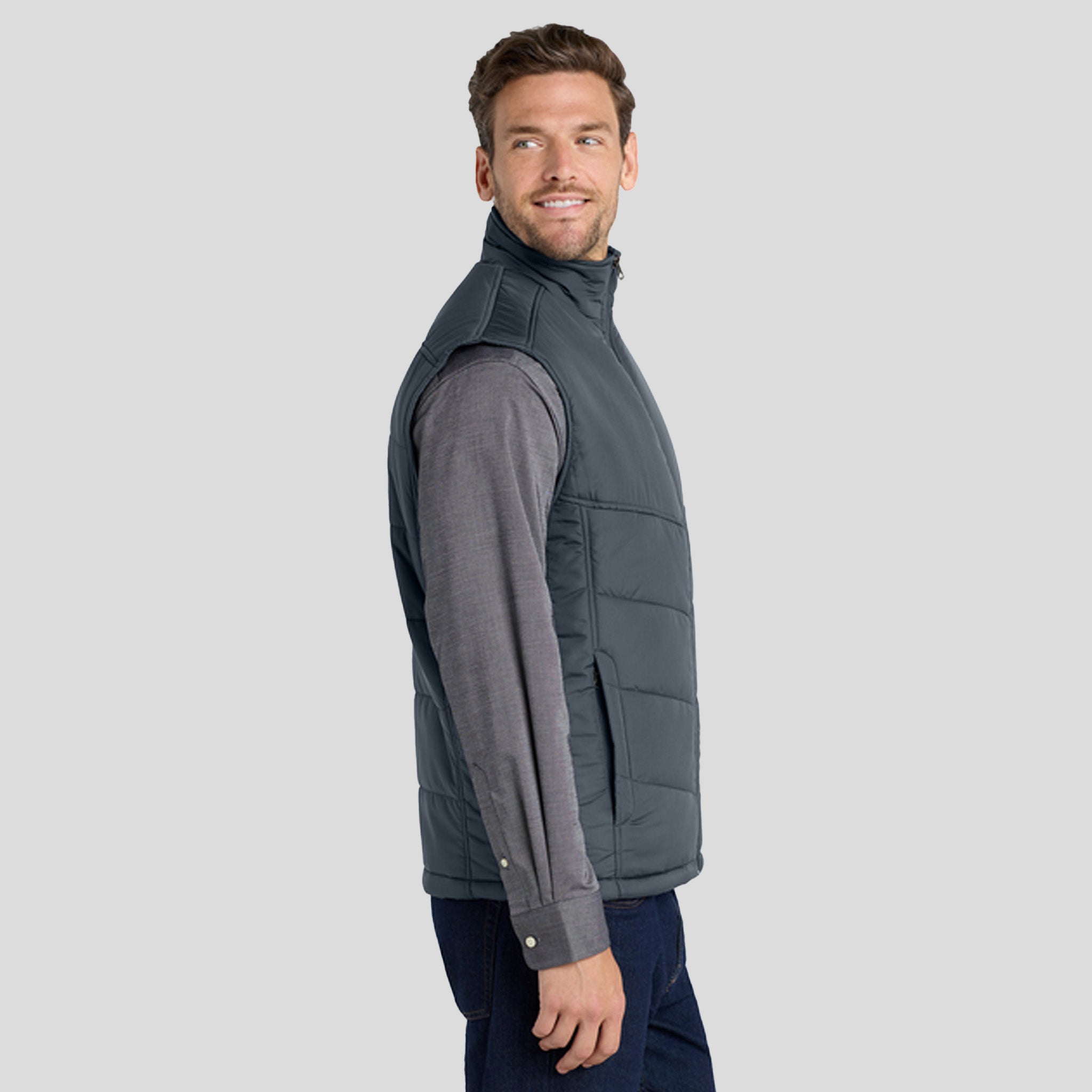 Men's Puffy Vest | Dark Slate/Black
