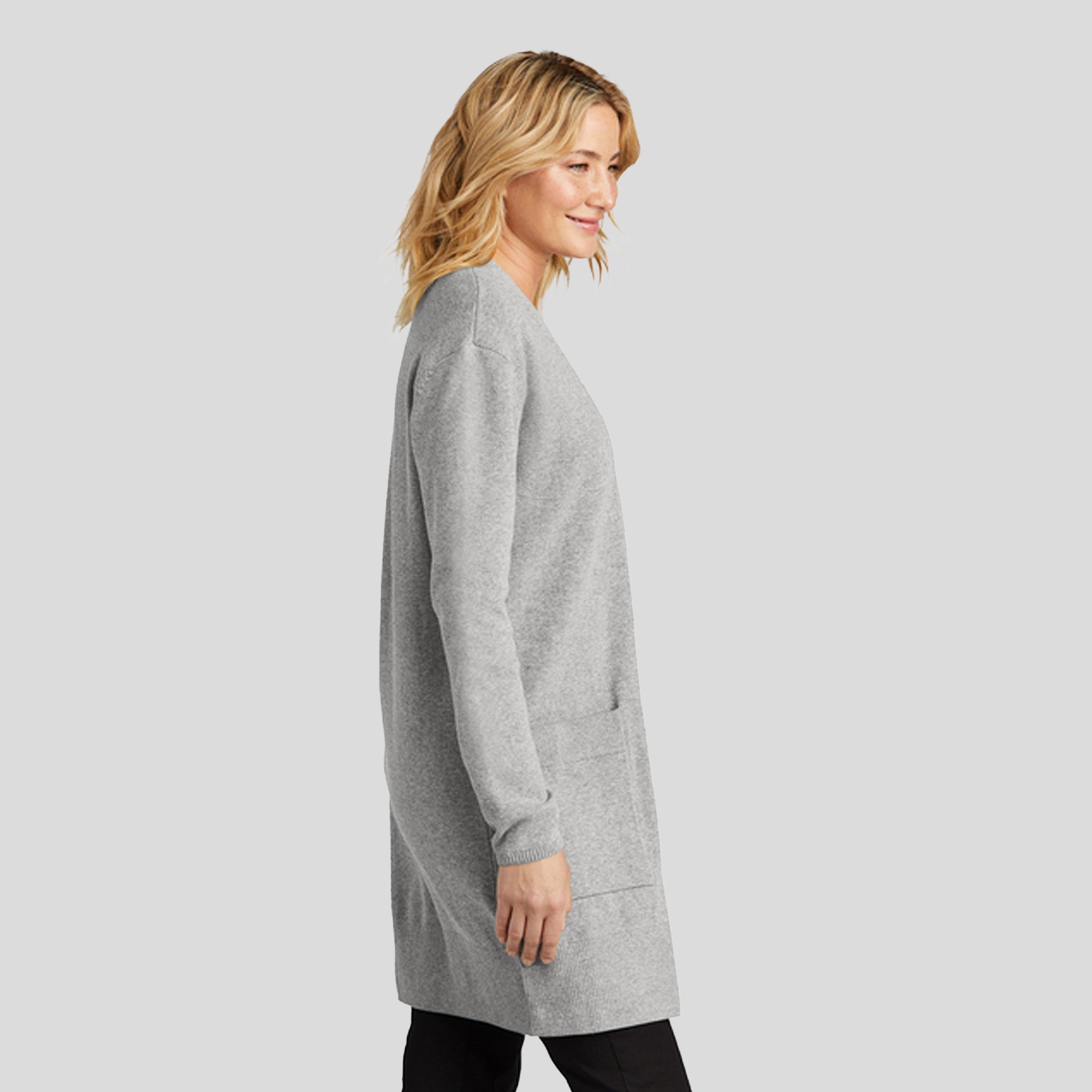 Womenโs Open-Front Cardigan Sweater | Gusty Grey Heather