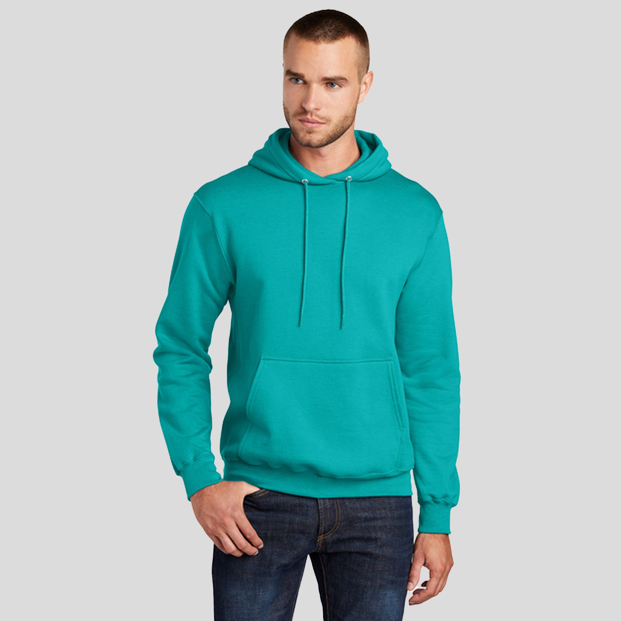 Men's Core Fleece Pullover Hooded Sweatshirt | Bright Aqua