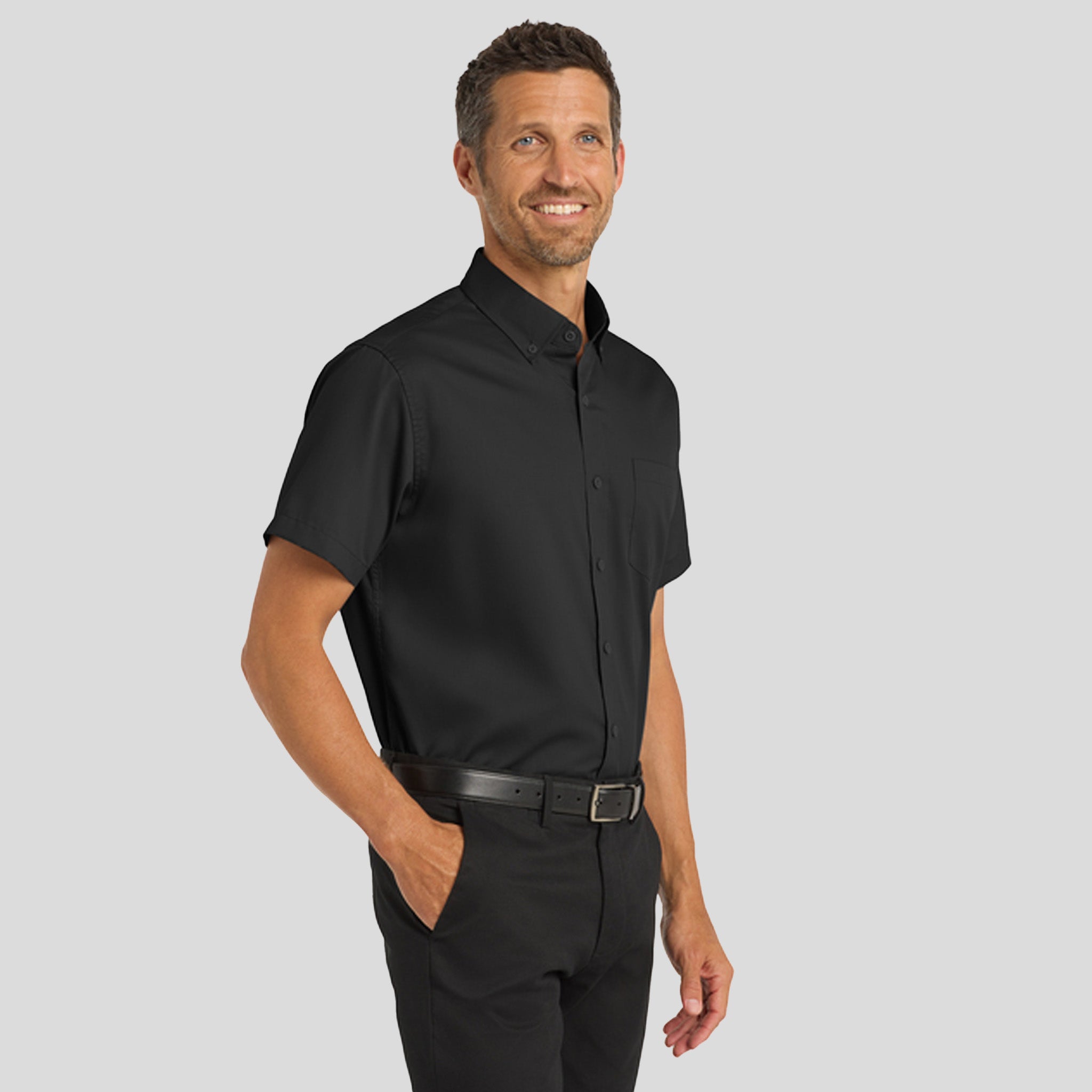 Men's Short Sleeve SuperProβ’ Twill Shirt | Black