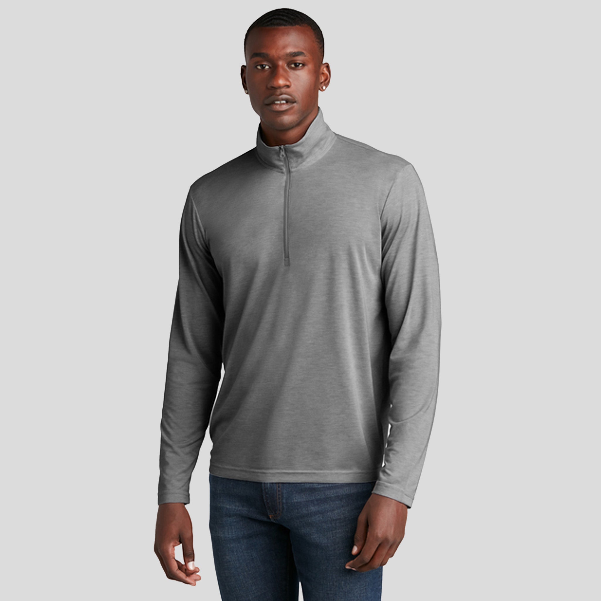 Men's PosiCharge ยฎ Tri-Blend Wicking 1/4-Zip Pullover | Dark Grey Heather