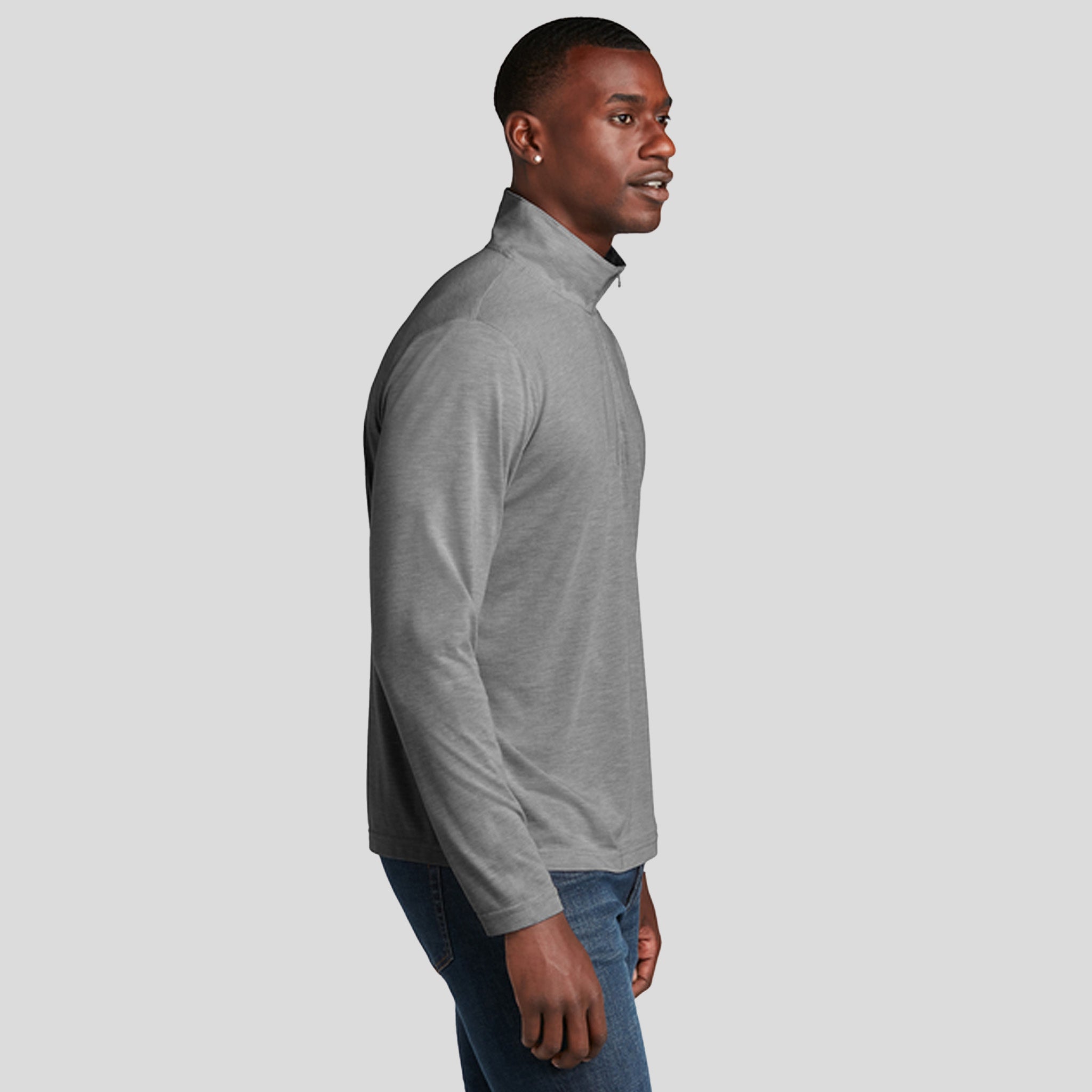 Men's PosiCharge ยฎ Tri-Blend Wicking 1/4-Zip Pullover | Dark Grey Heather