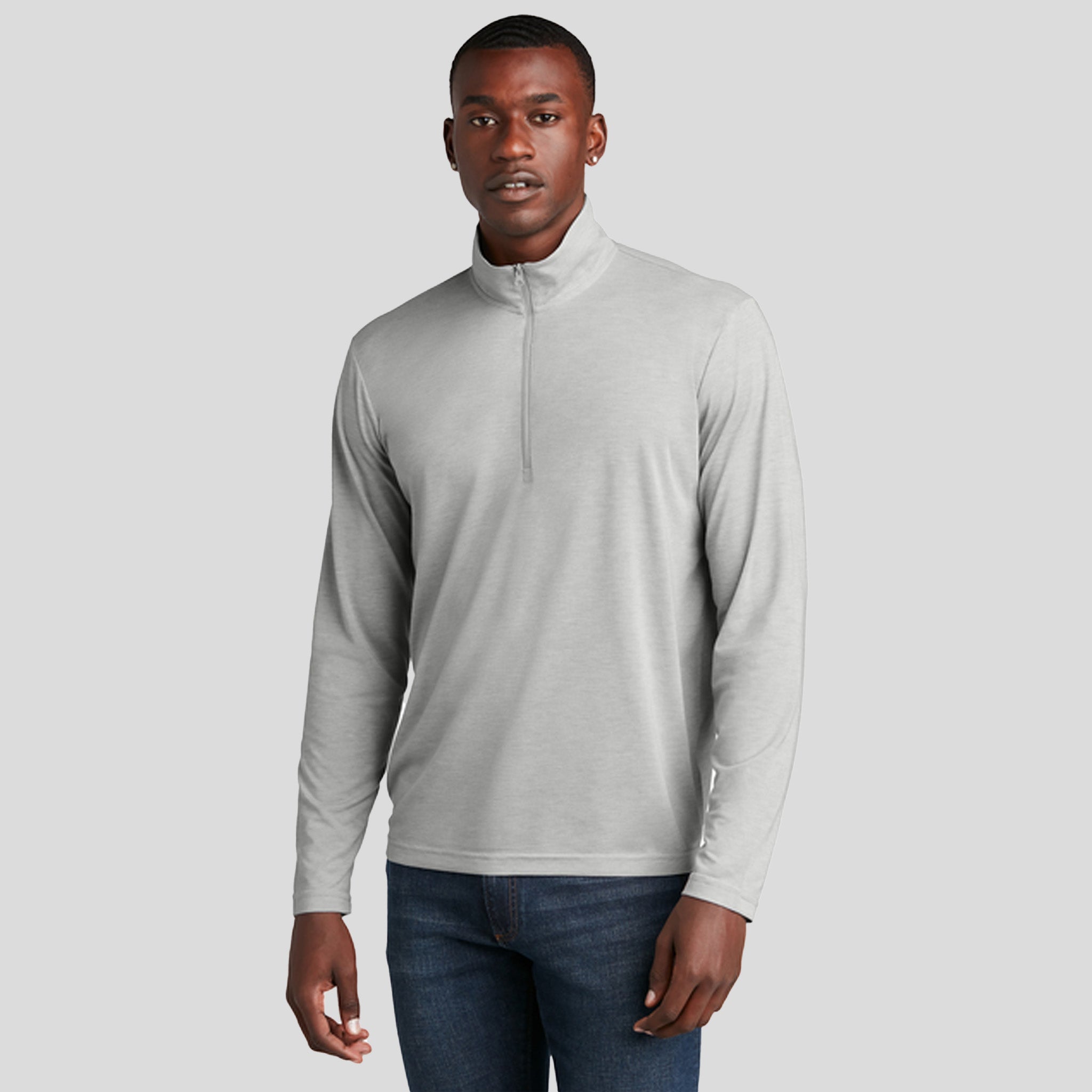 Men's PosiCharge ยฎ Tri-Blend Wicking 1/4-Zip Pullover | Light Grey Heather