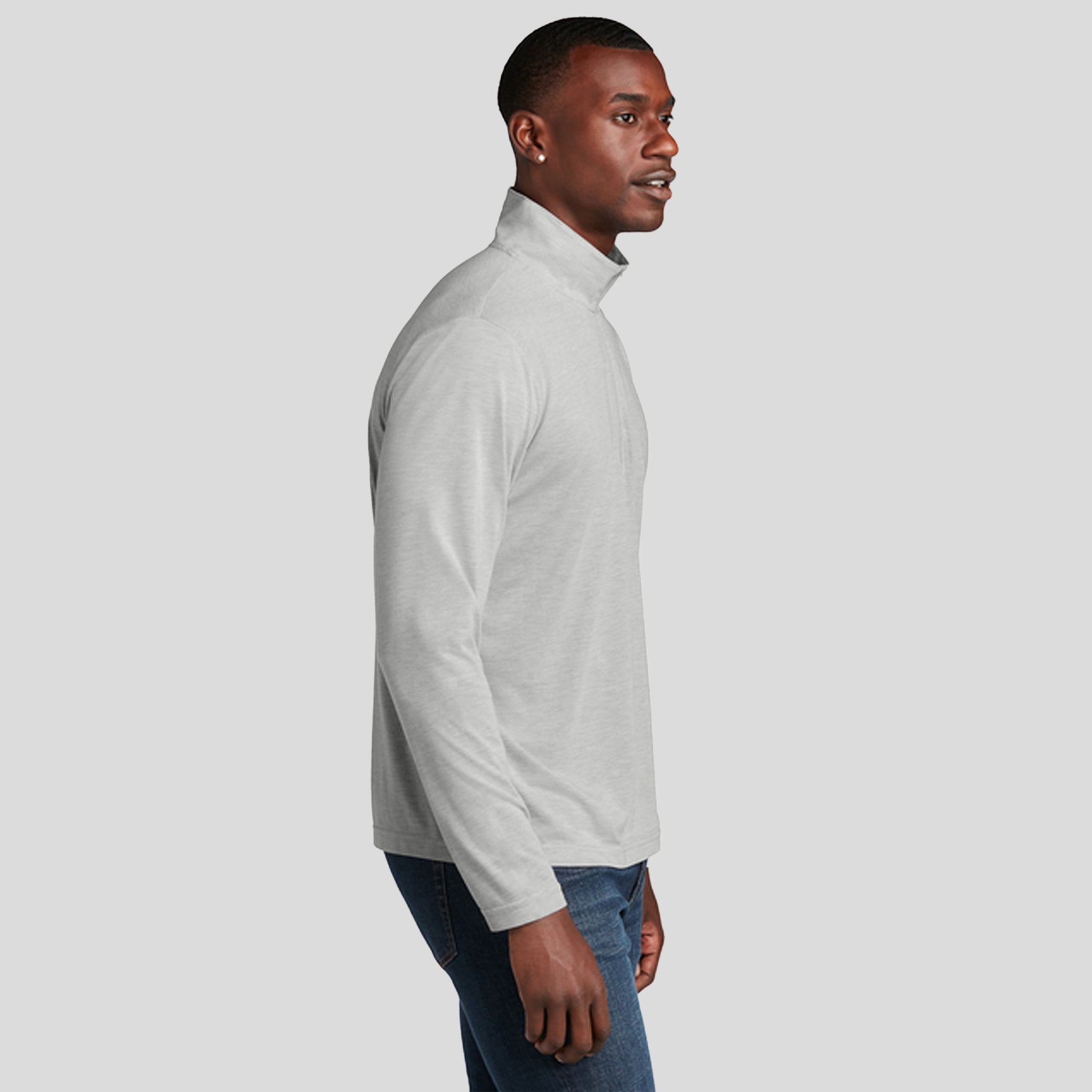 Men's PosiCharge ยฎ Tri-Blend Wicking 1/4-Zip Pullover | Light Grey Heather