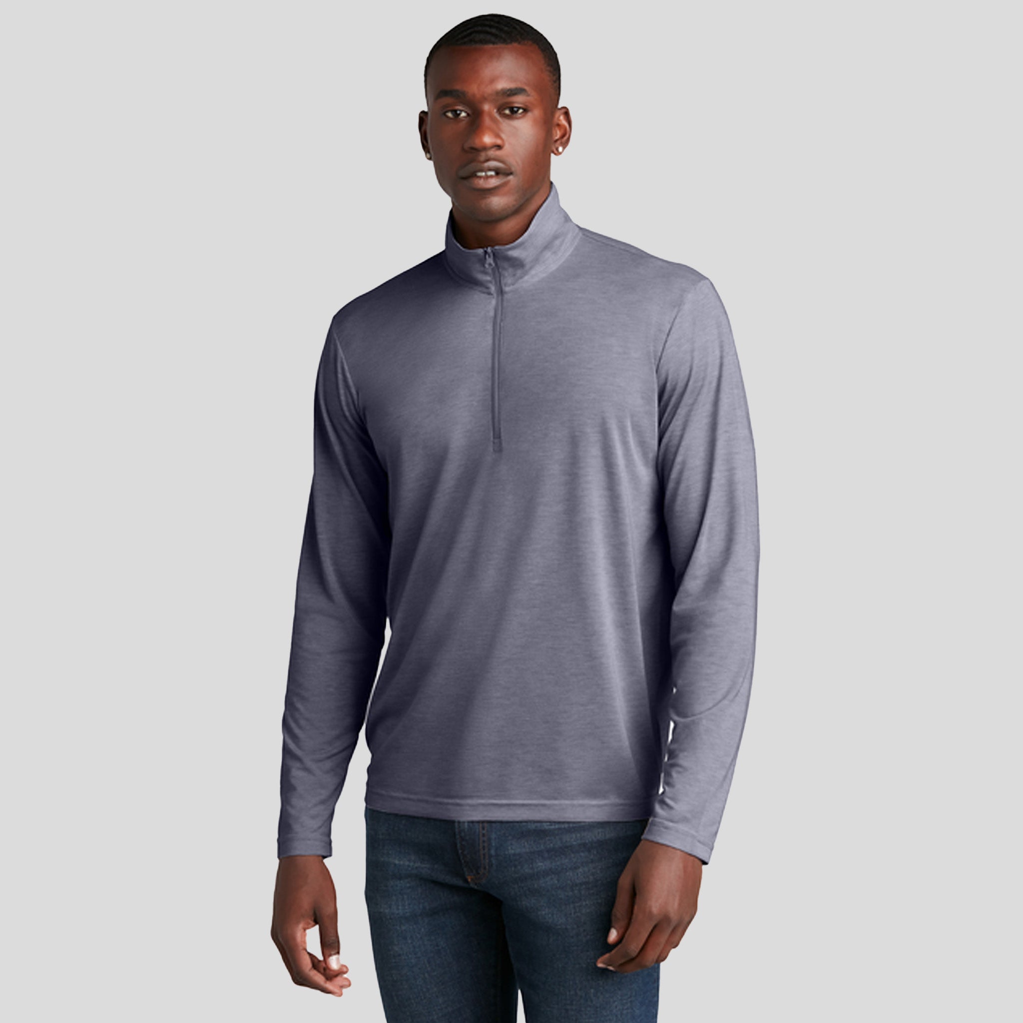 Men's PosiCharge ยฎ Tri-Blend Wicking 1/4-Zip Pullover | True Navy Heather