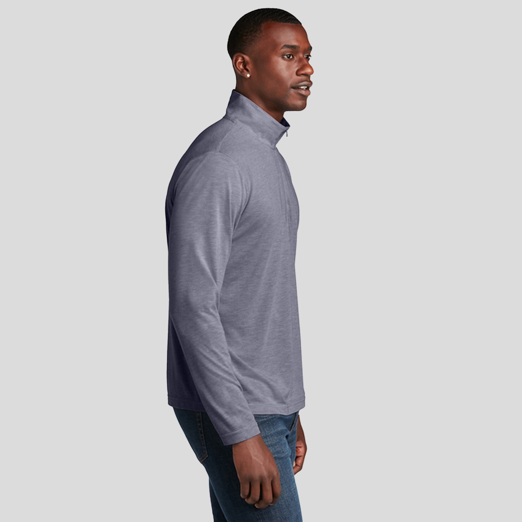 Men's PosiCharge ยฎ Tri-Blend Wicking 1/4-Zip Pullover | True Navy Heather