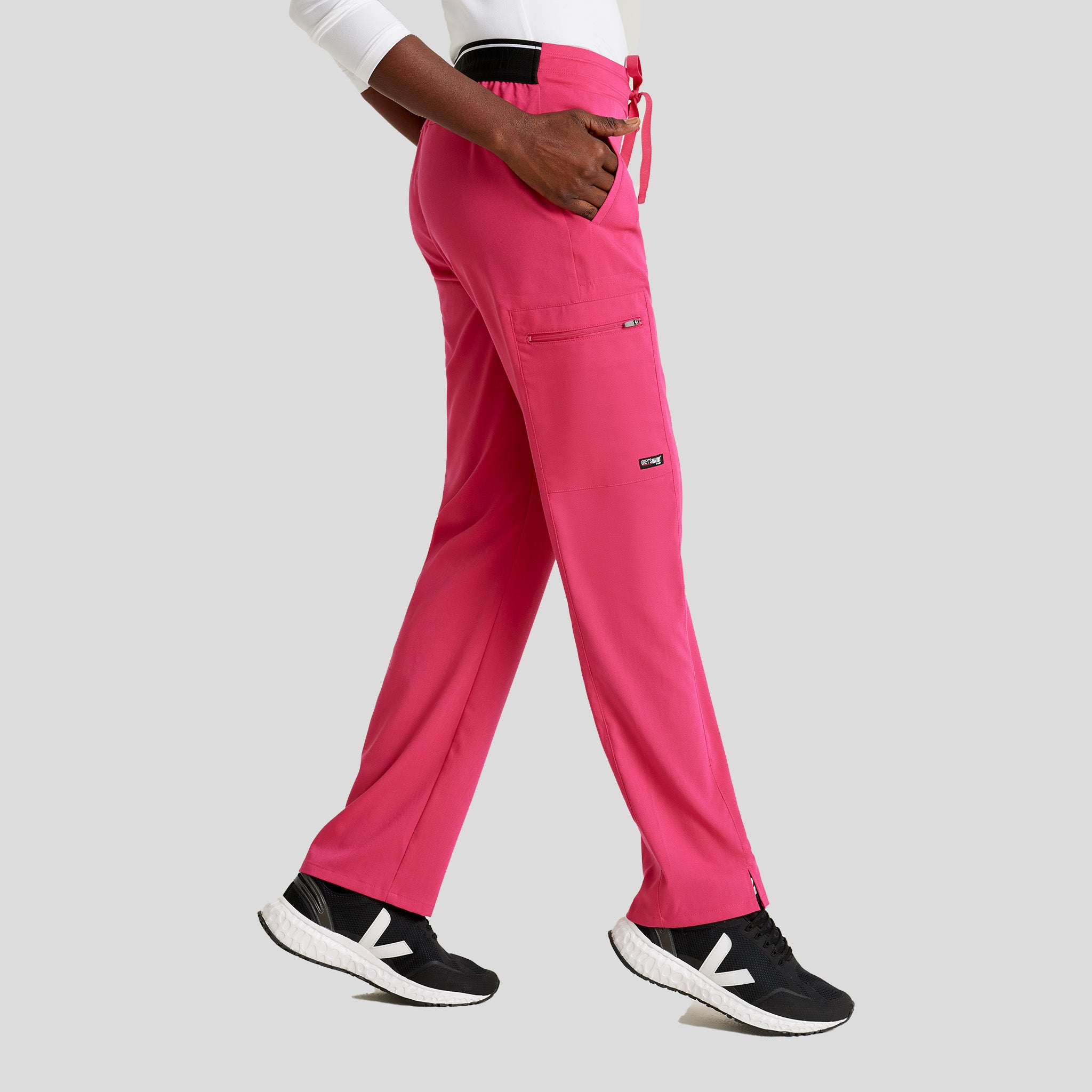 Kim 3-Pocket Mid-Rise Straight Leg Scrub Pant | Pink