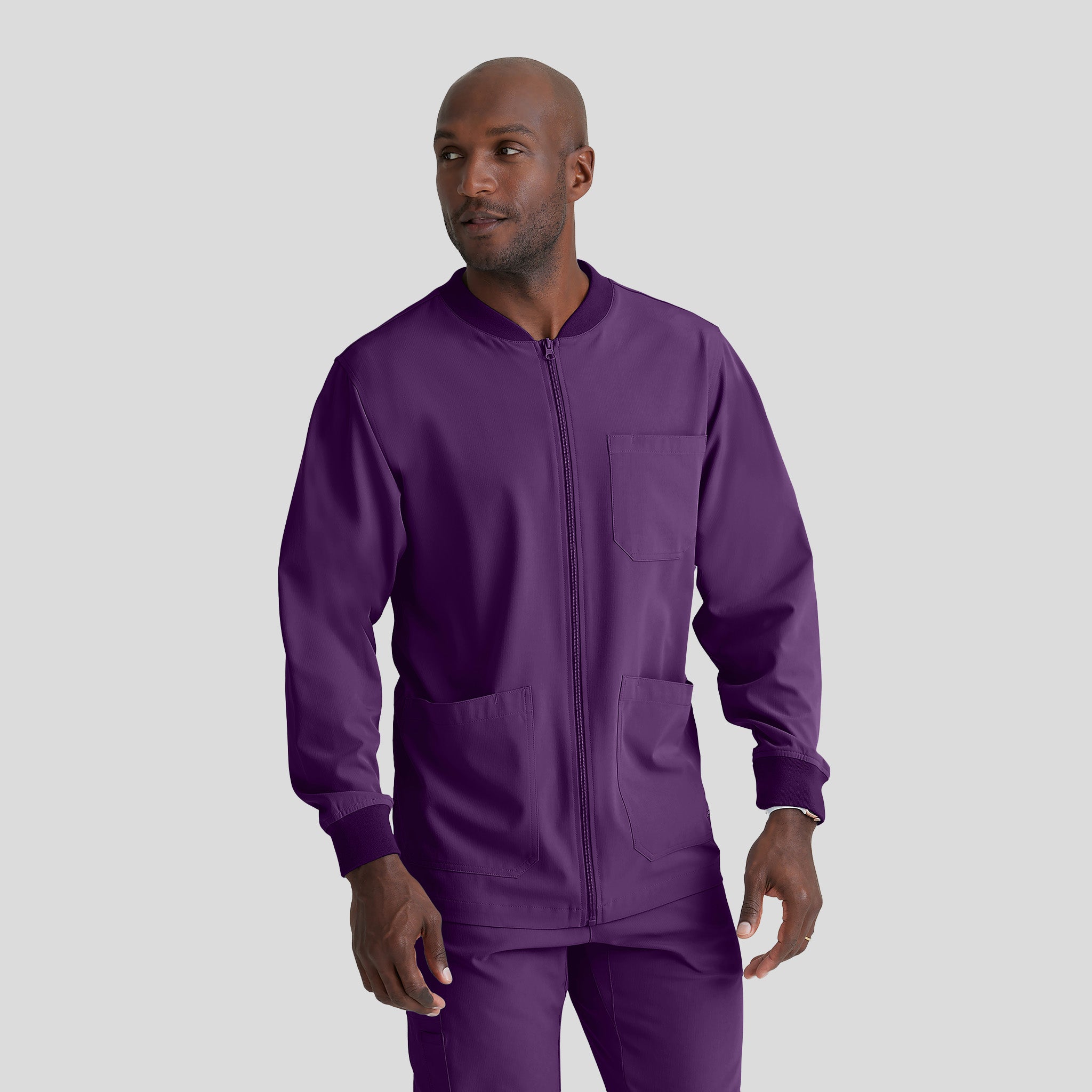Men's Structure 3-Pocket Crewneck Warmup Scrub Jacket | Eggplant
