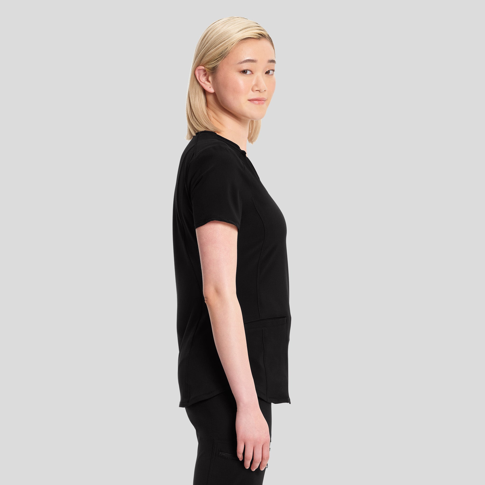 Infinity V-Neck Solid Scrub Top | Black