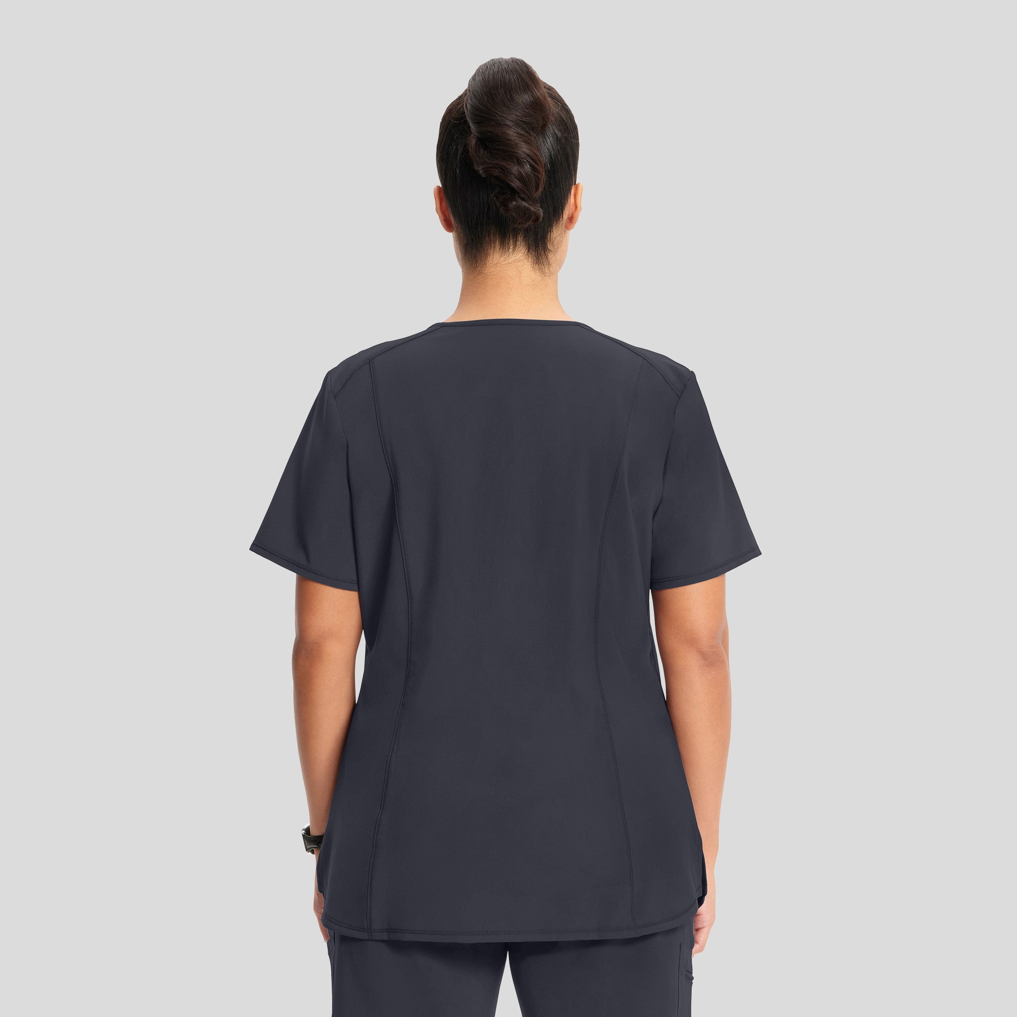 Infinity V-Neck Solid Scrub Top | Pewter