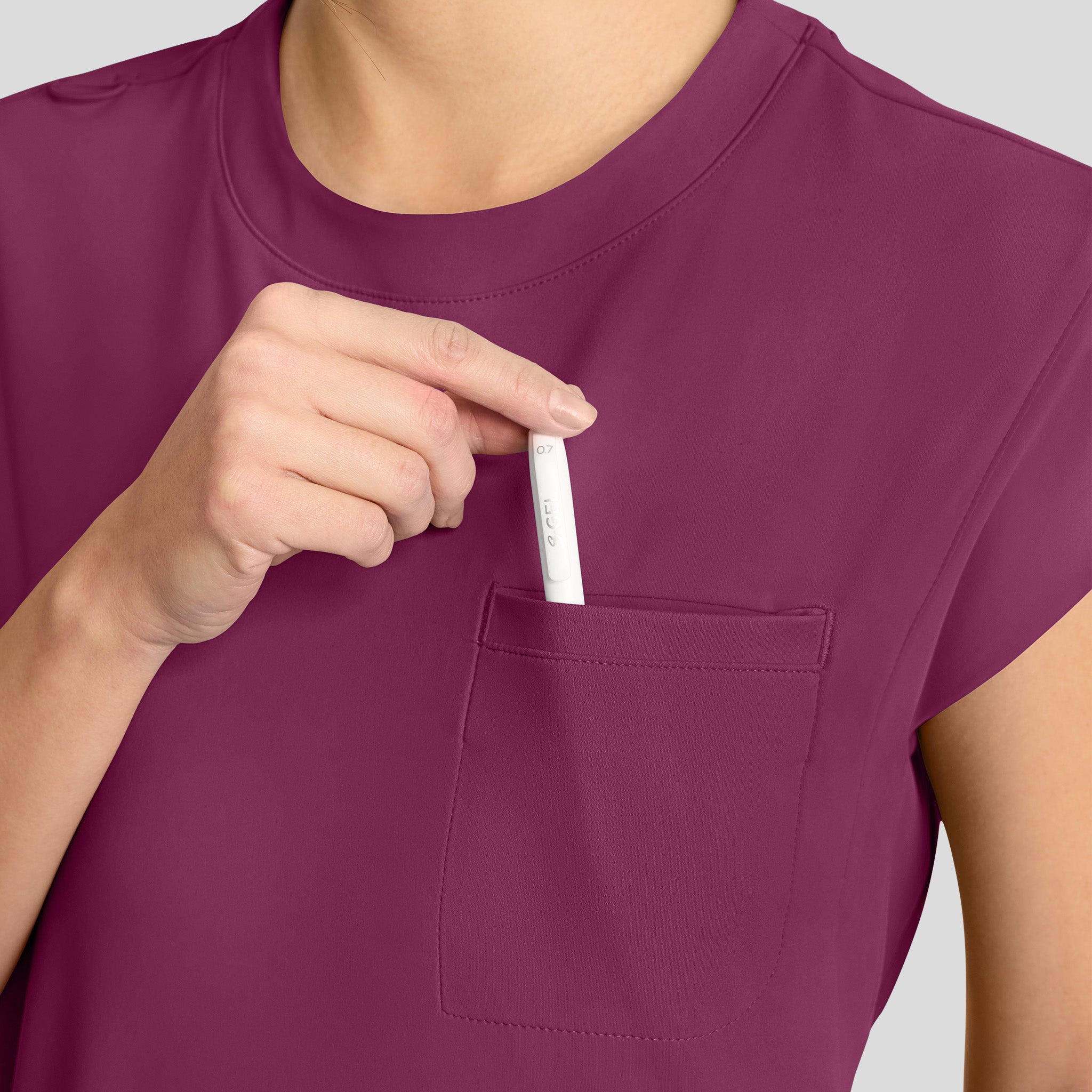 Achieve Crew Neck Scrub Top | Wine