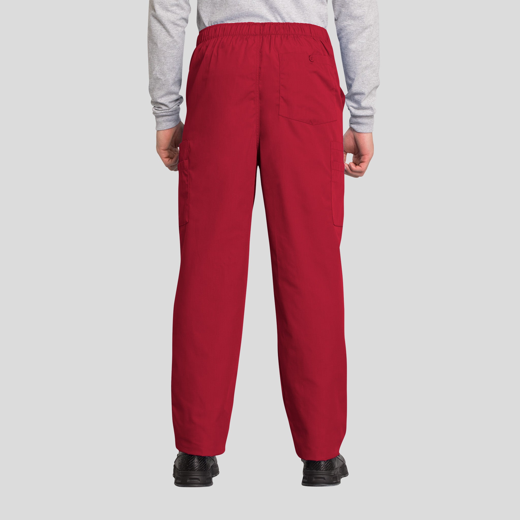 Men's Drawstring Cargo Scrub Pant | Red
