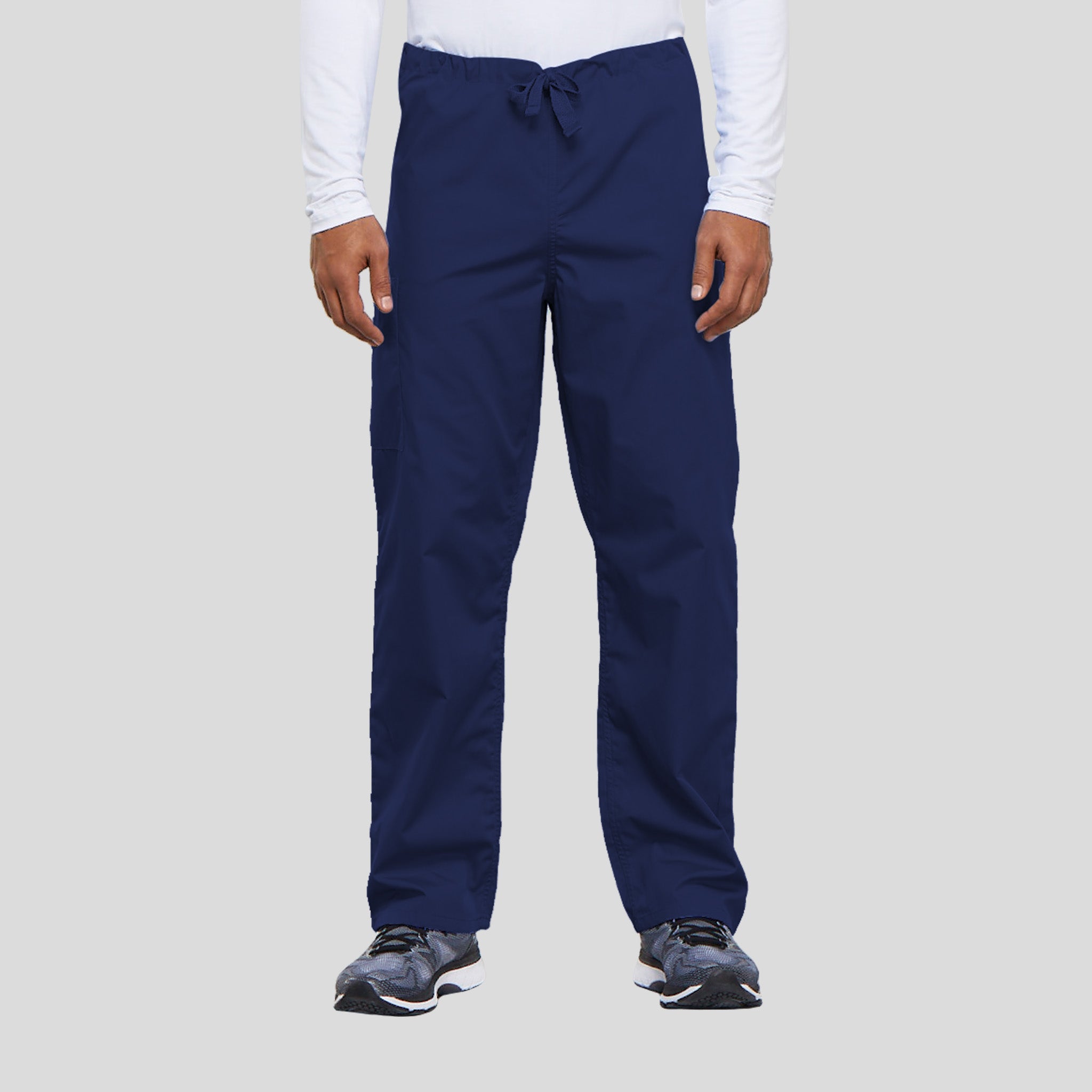Unisex Drawstring Cargo Scrub Pant | Navy