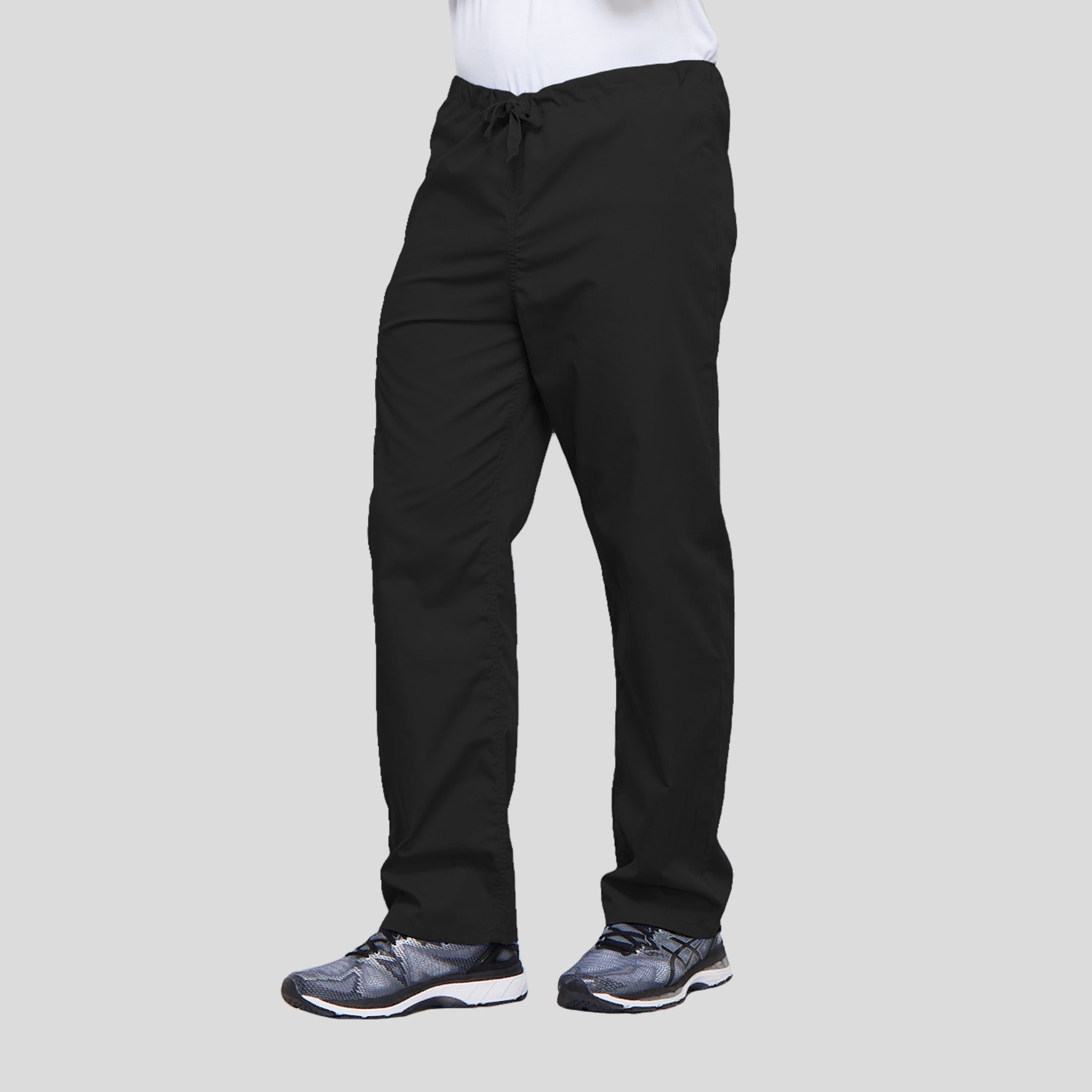 Unisex Drawstring Cargo Scrub Pant | Black