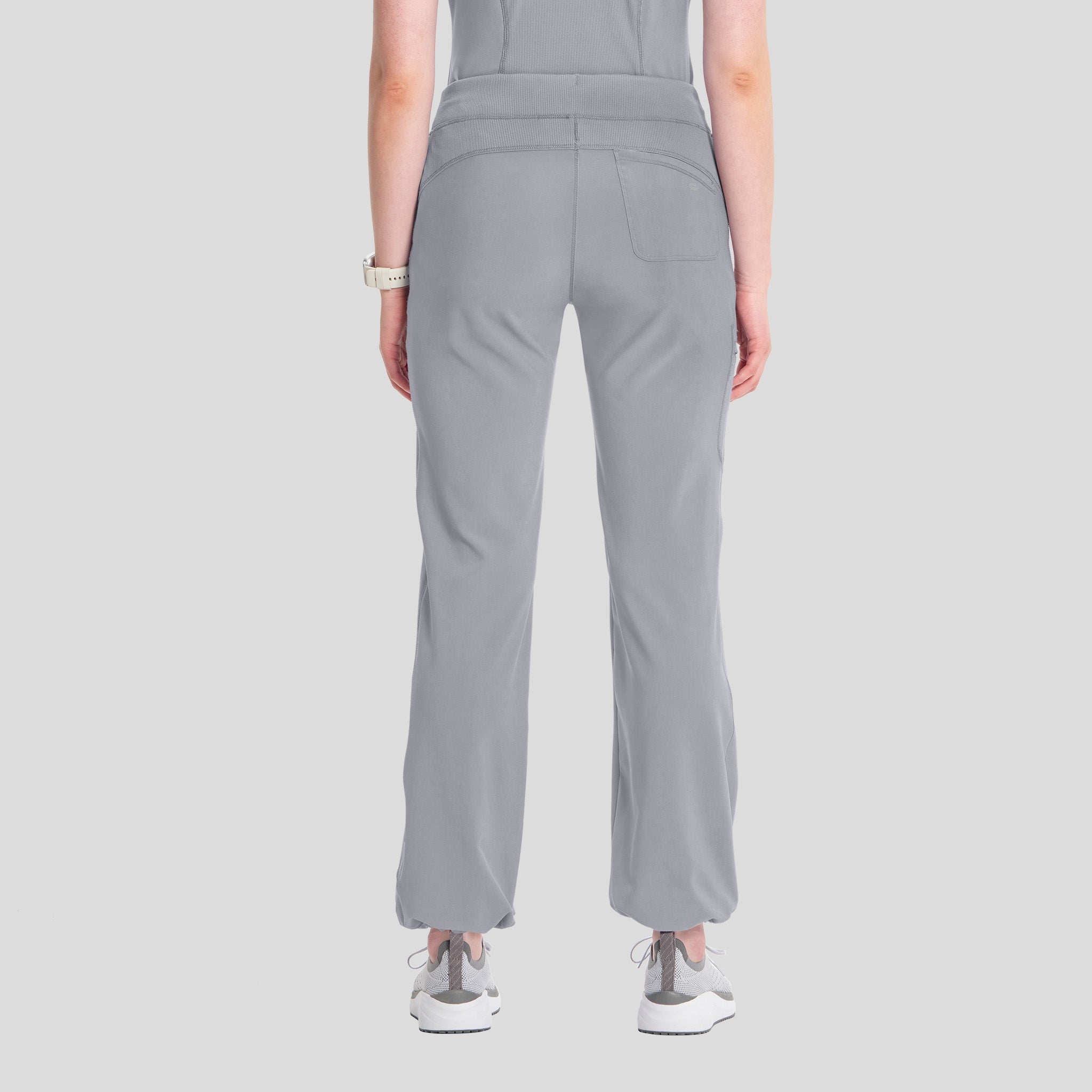 Rib Knit Drawstring Waist Scrub Pant | Grey