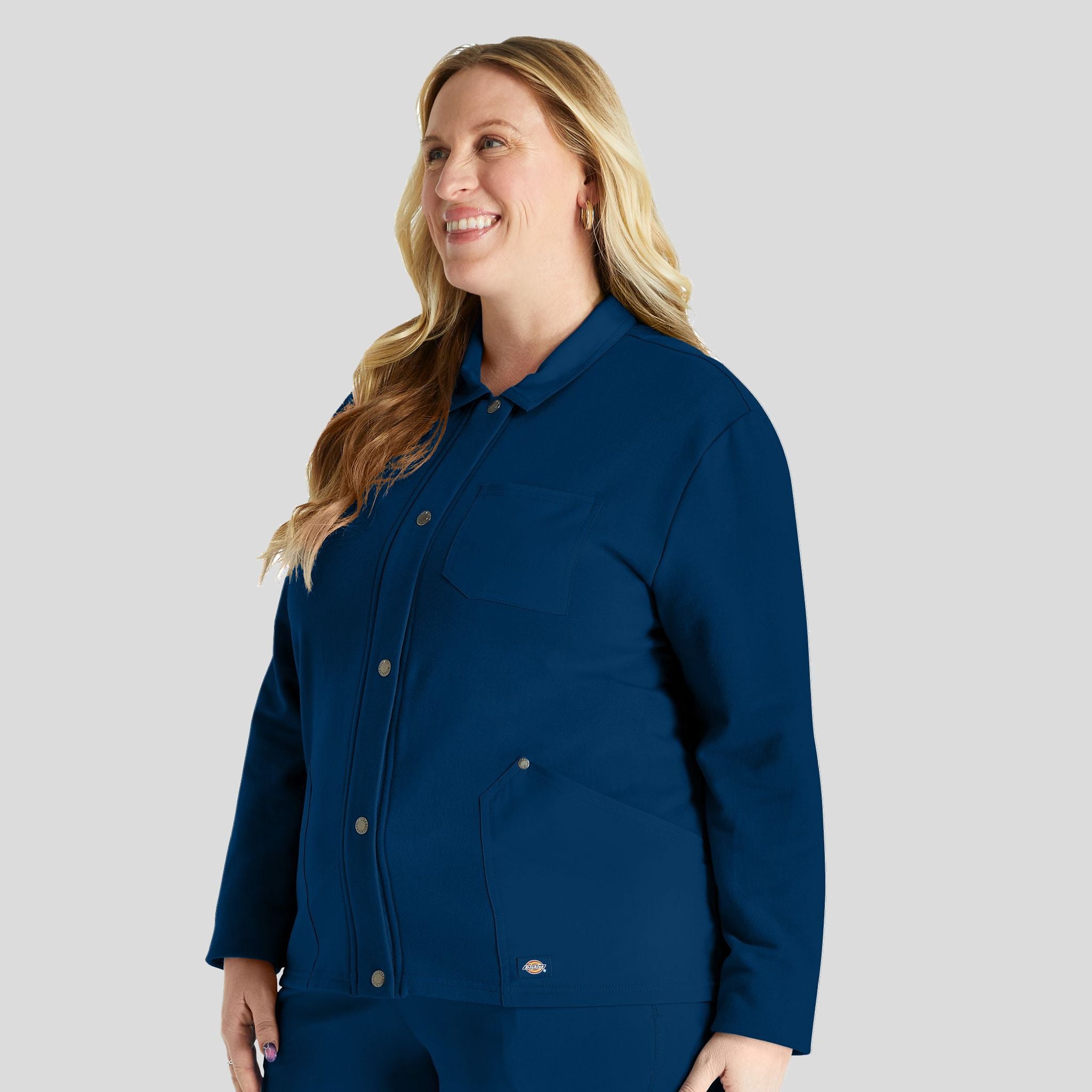 Women's Zip Front Fleece Scrub Jacket | Navy
