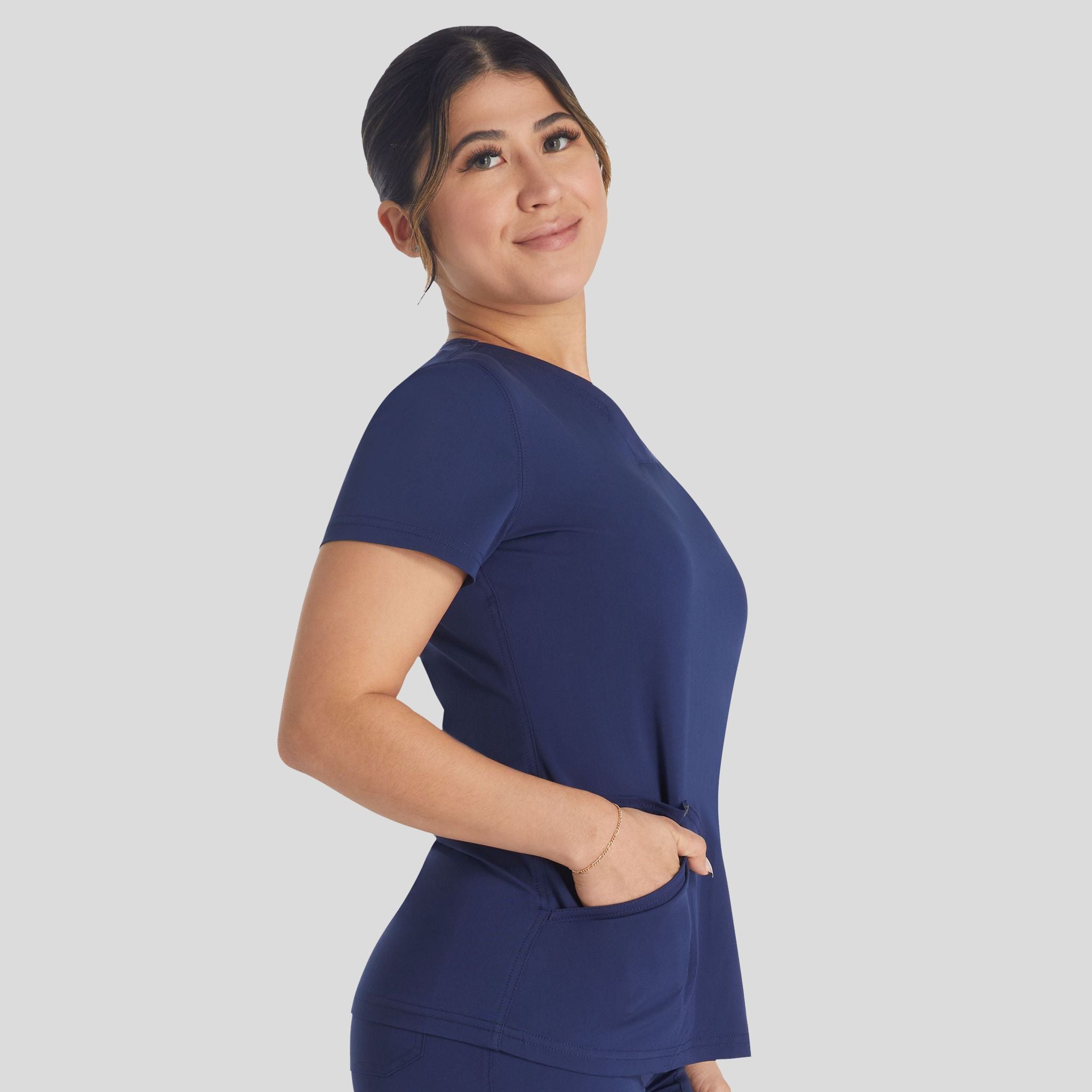 Women's V-Neck Scrub Top | Navy