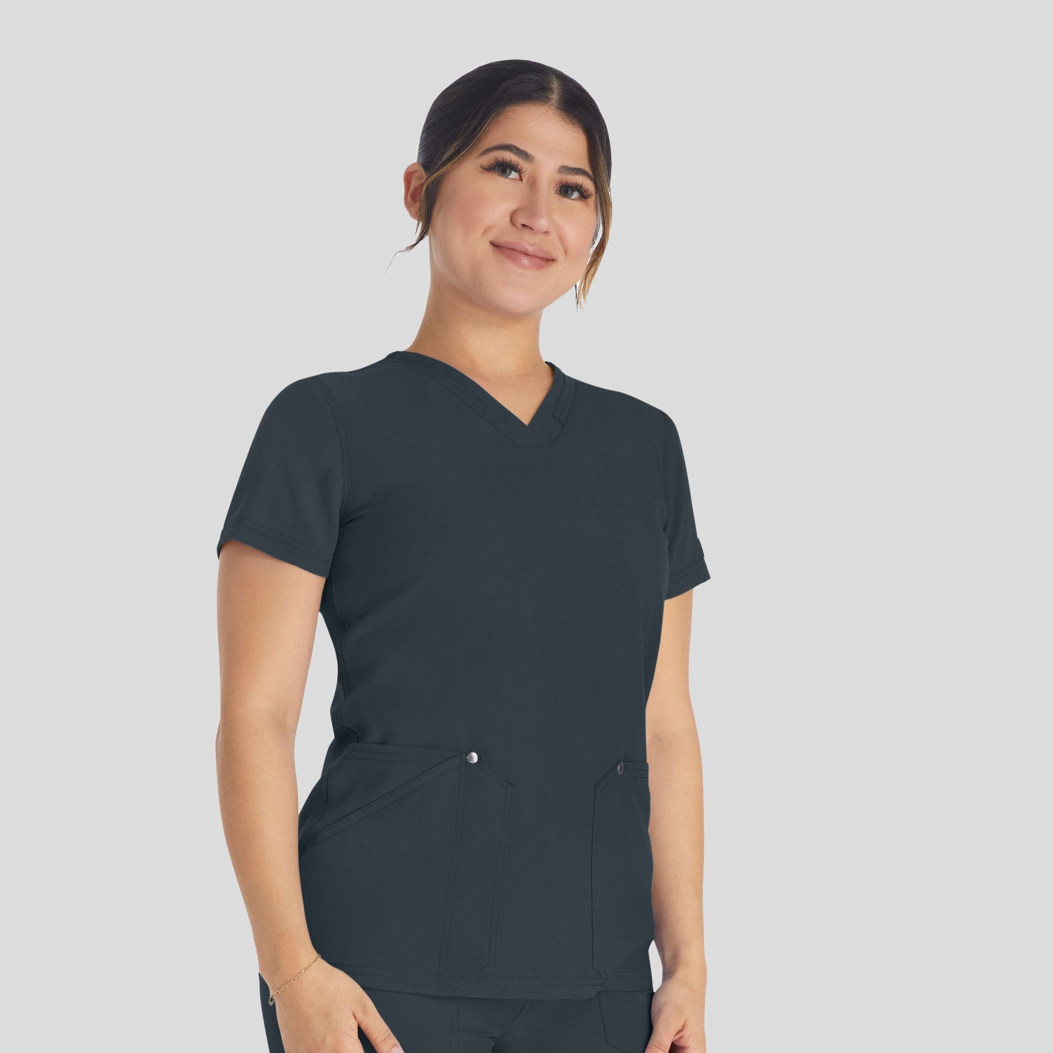 Women's V-Neck Scrub Top | Pewter