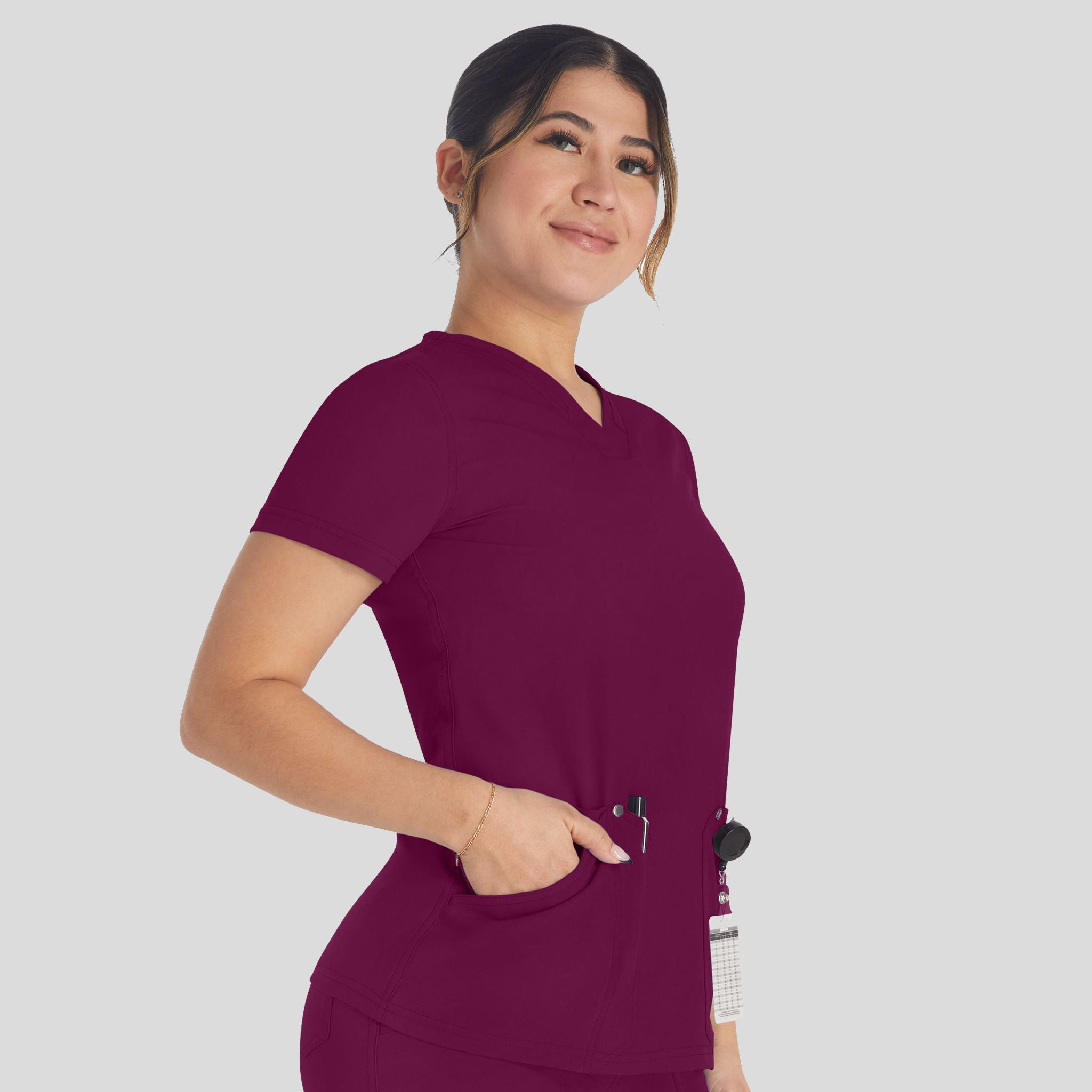 Women's V-Neck Scrub Top | Wine