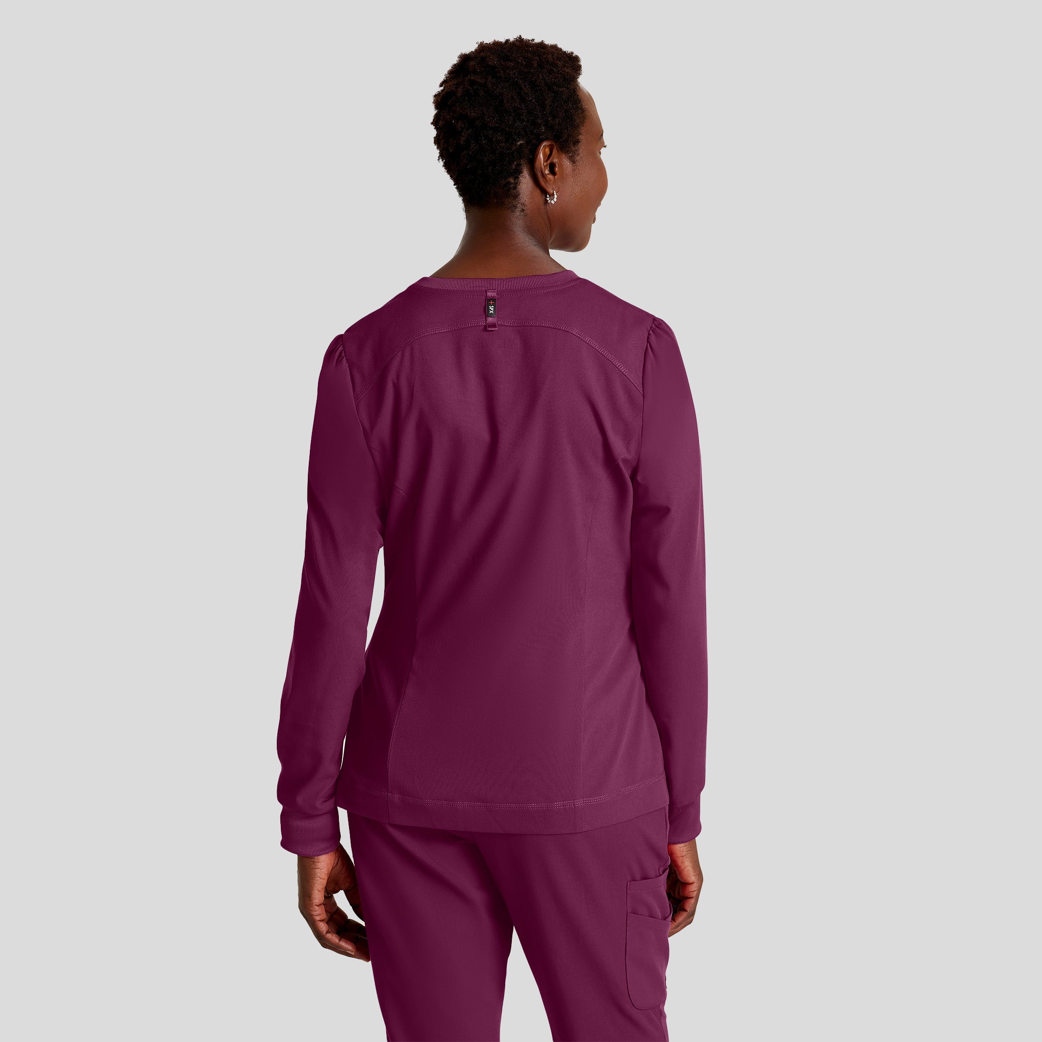 Millie 3-Pocket Crewneck Scrub Jacket | Wine