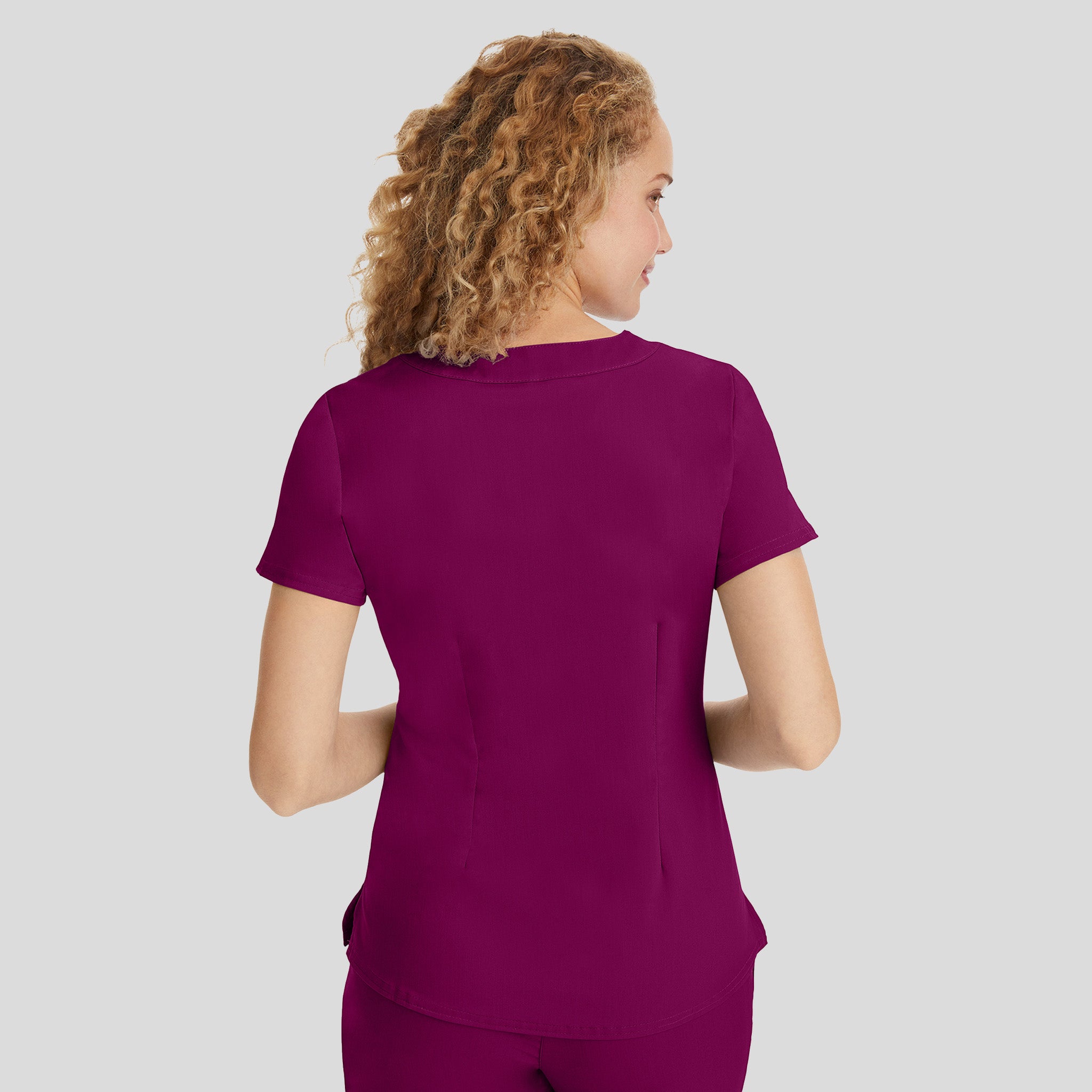 Jane Y-Neck Scrub Top | Wine