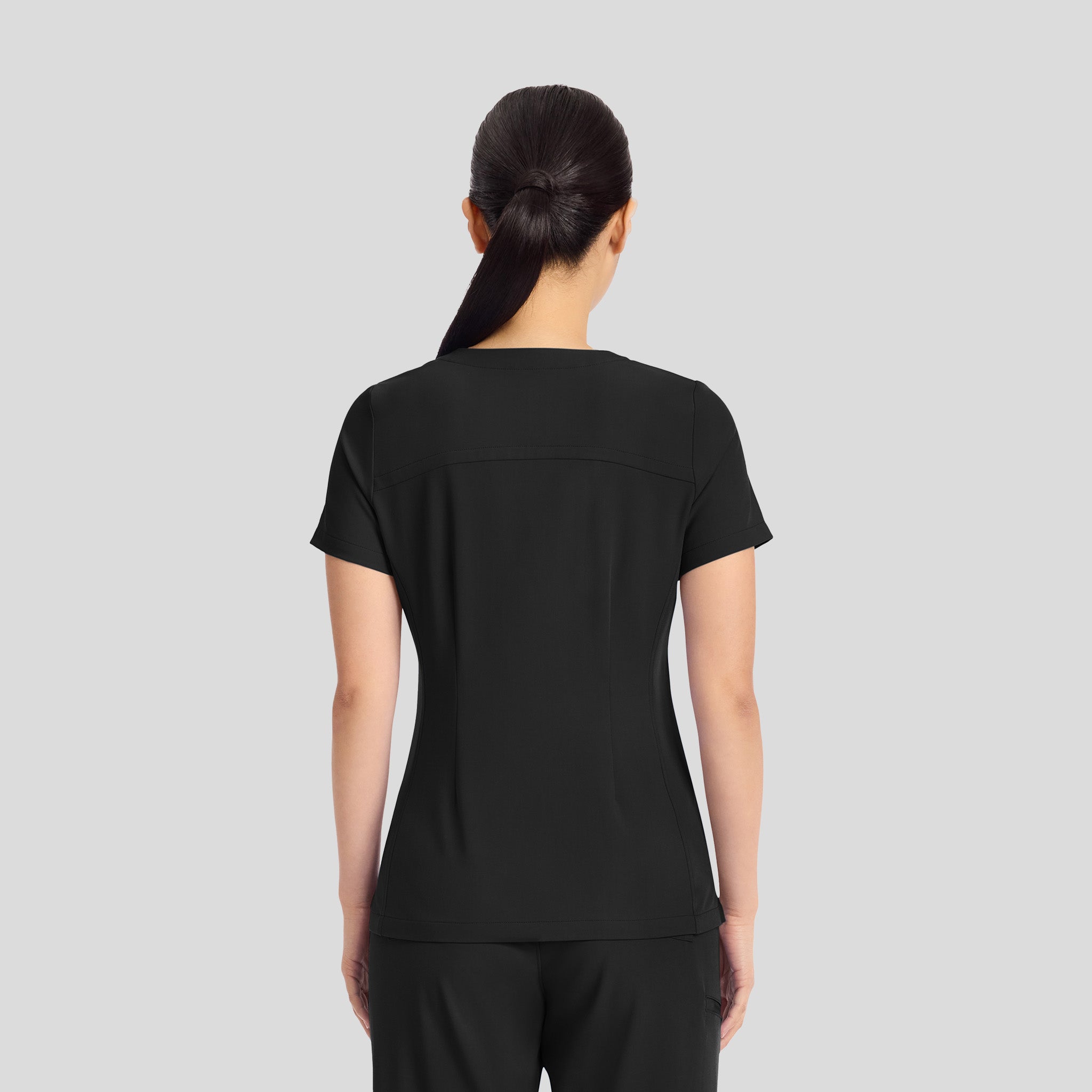 Women's Briana Y-Neck Scrub Top | Black