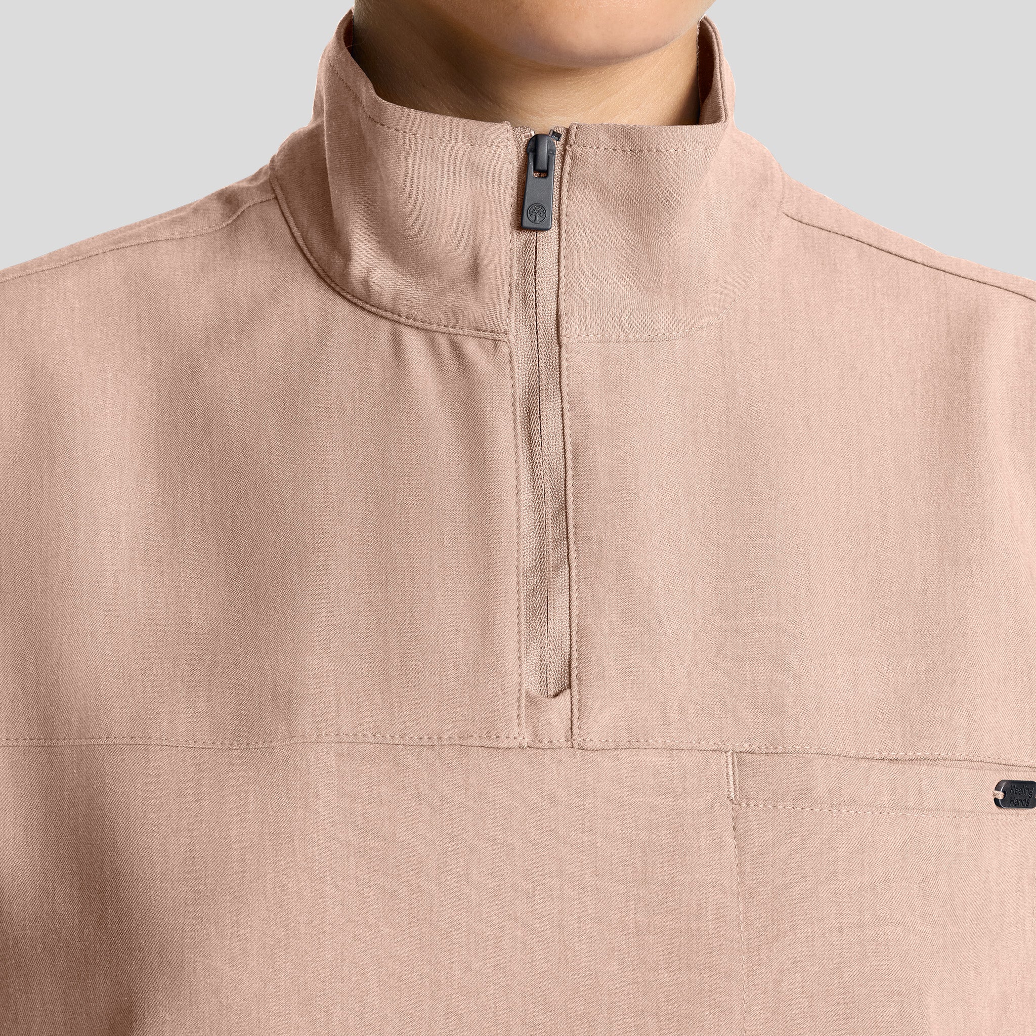 Women's Bella Quarter Zip Scrub Top | Desert Taupe