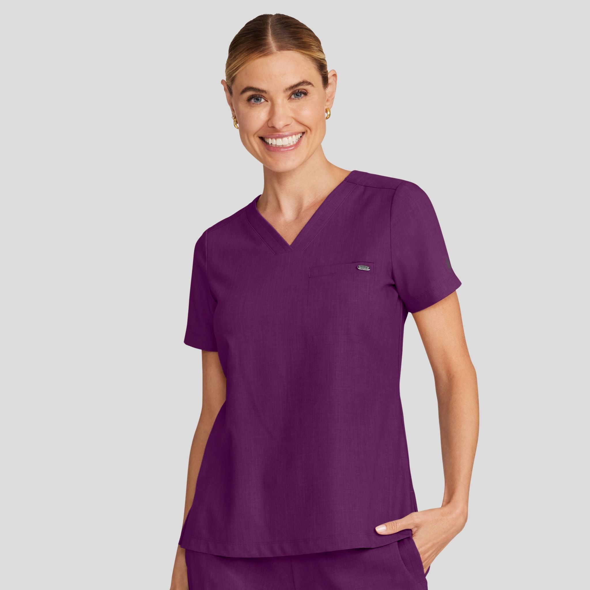 Women's Billie V-Neck Scrub Top | Wine