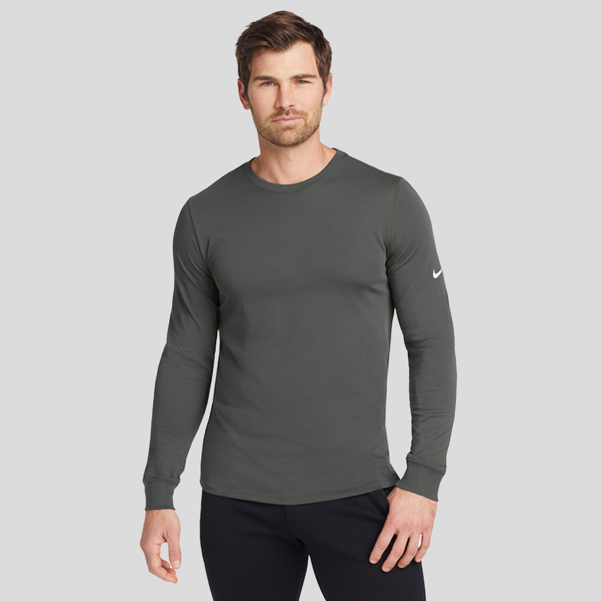Men's Dri-FIT Cotton/Poly Long Sleeve Tee | Anthracite