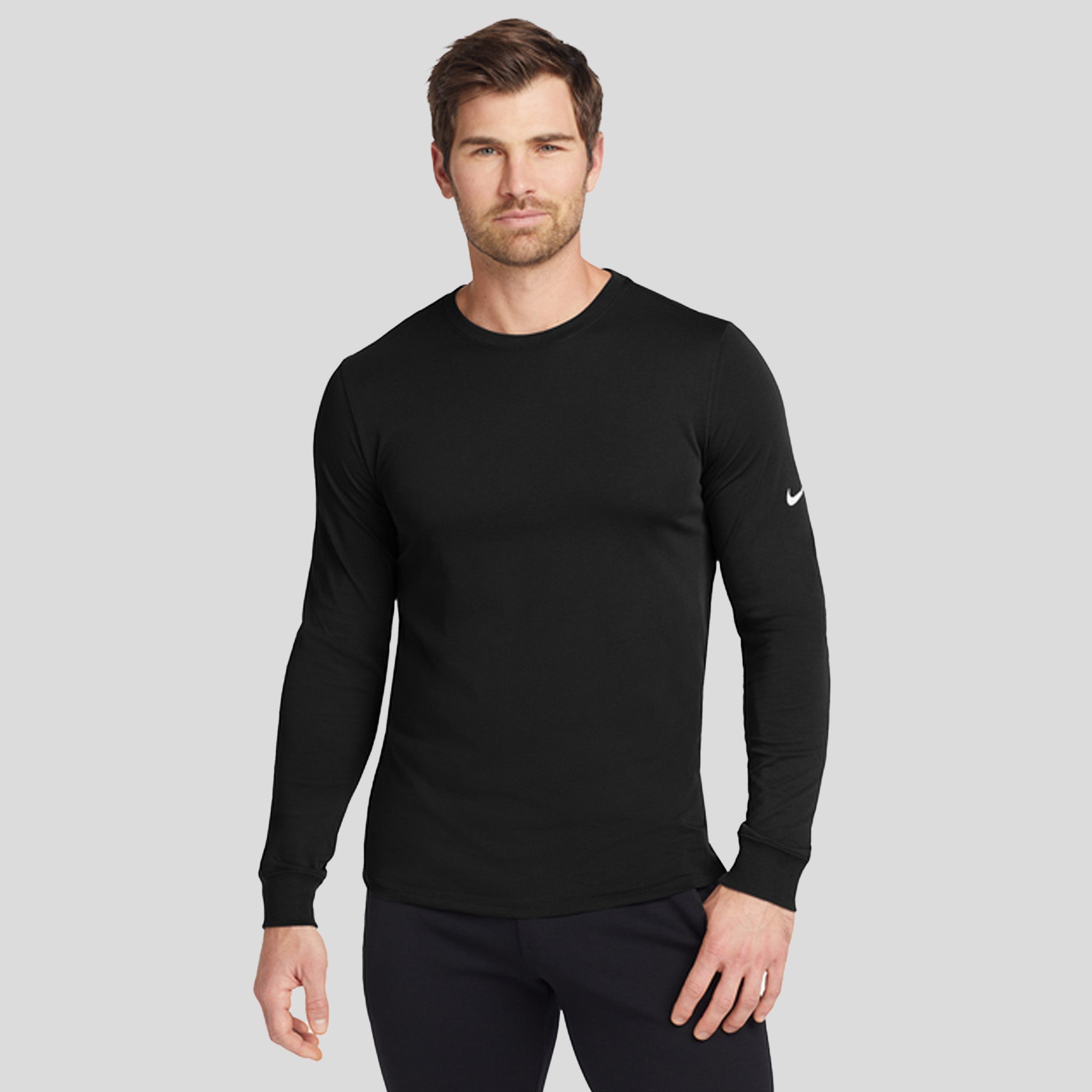 Men's Dri-FIT Cotton/Poly Long Sleeve Tee | Black
