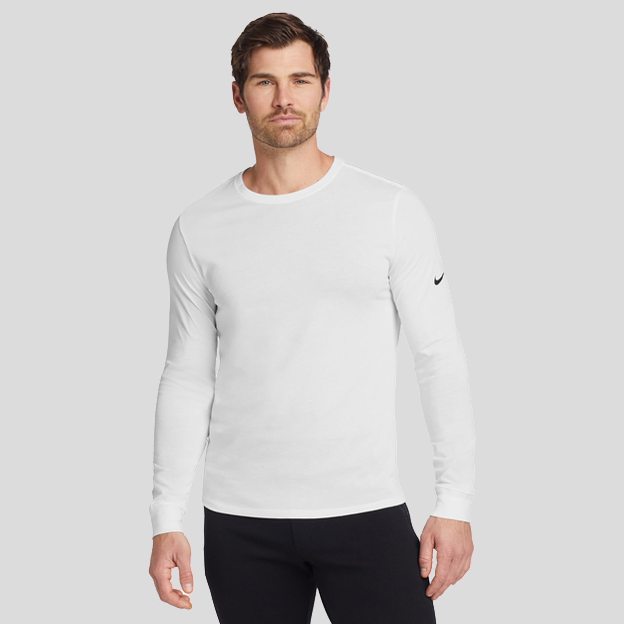 Men's Dri-FIT Cotton/Poly Long Sleeve Tee | White