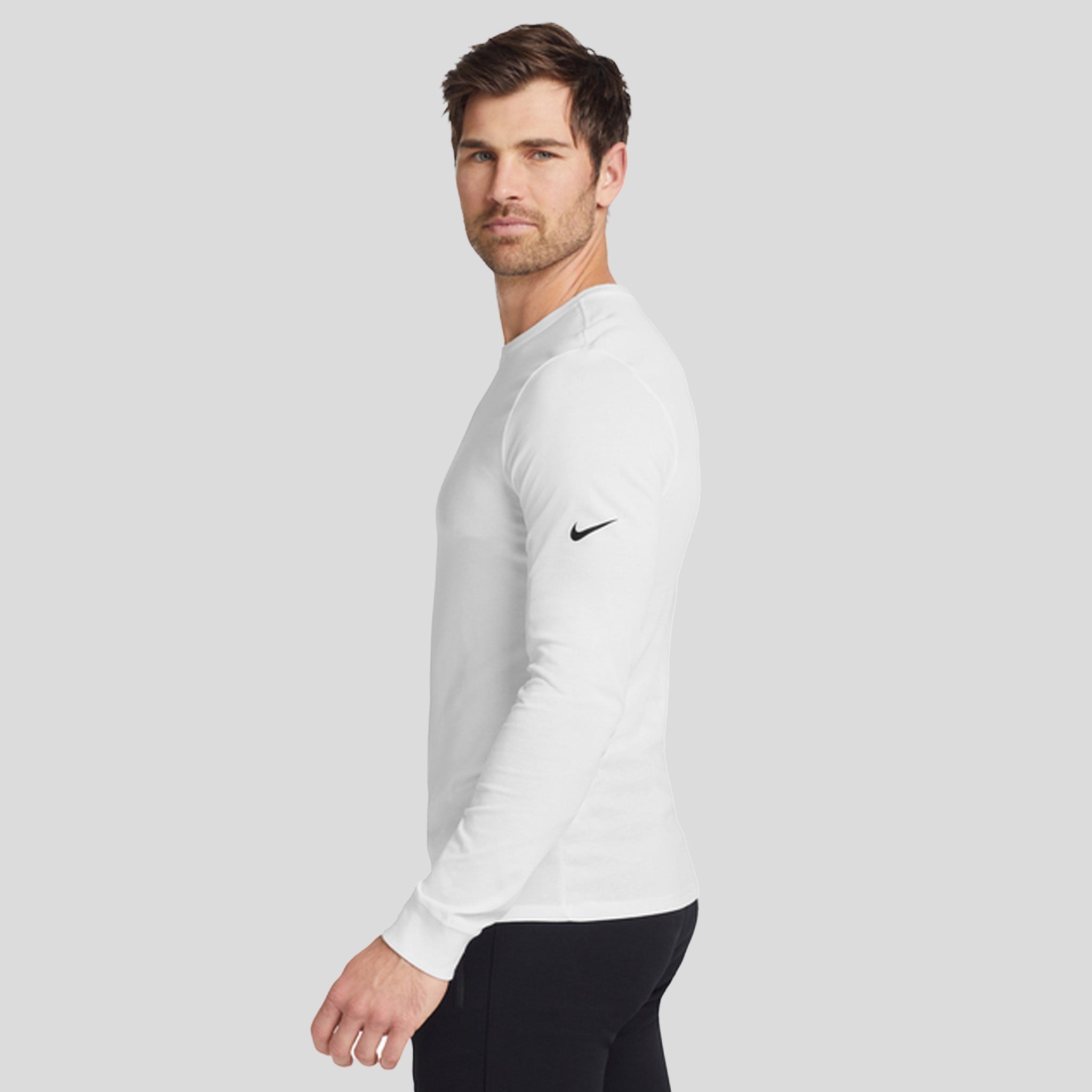 Men's Dri-FIT Cotton/Poly Long Sleeve Tee | White