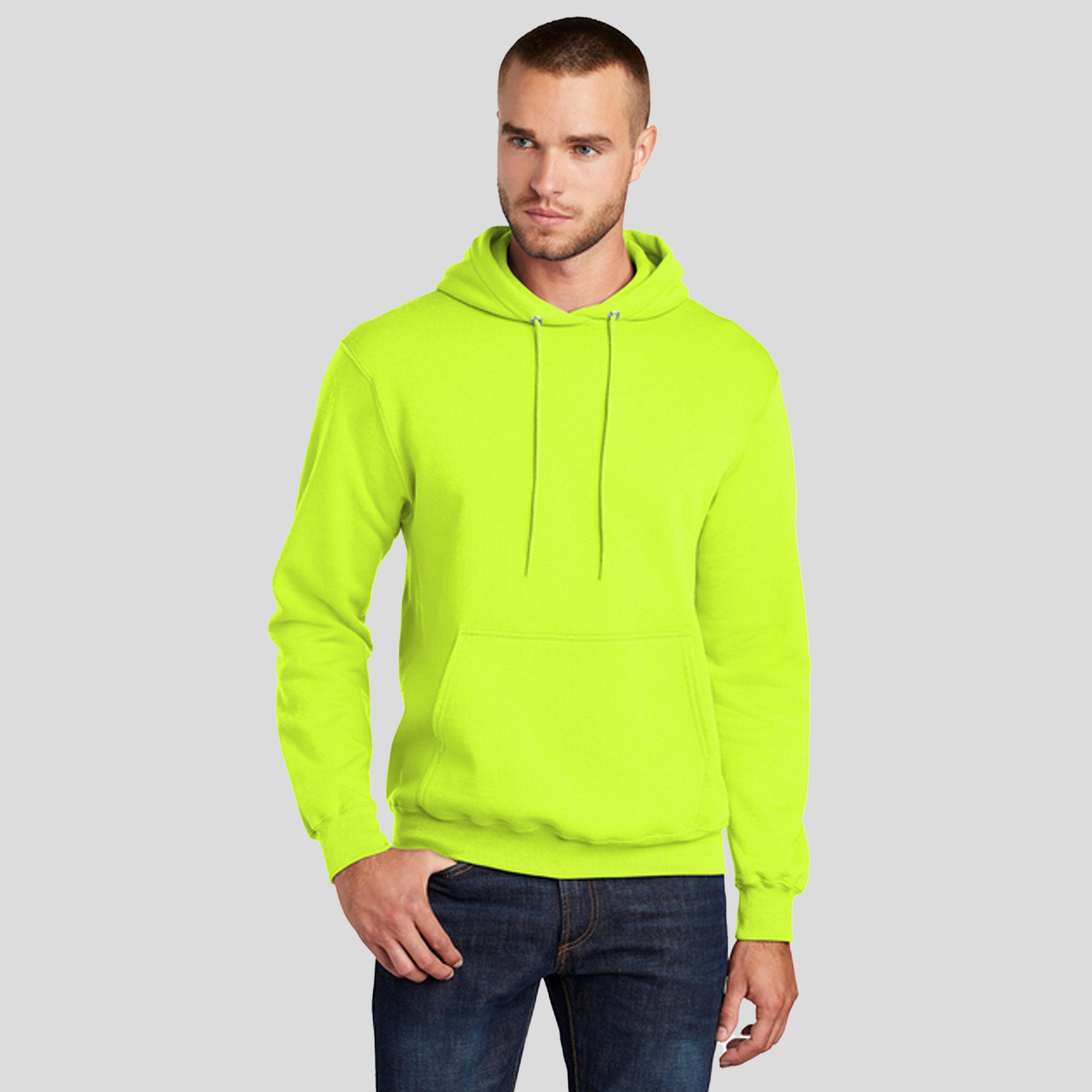Men's Tall Core Fleece Pullover Hooded Sweatshirt | Safety Green