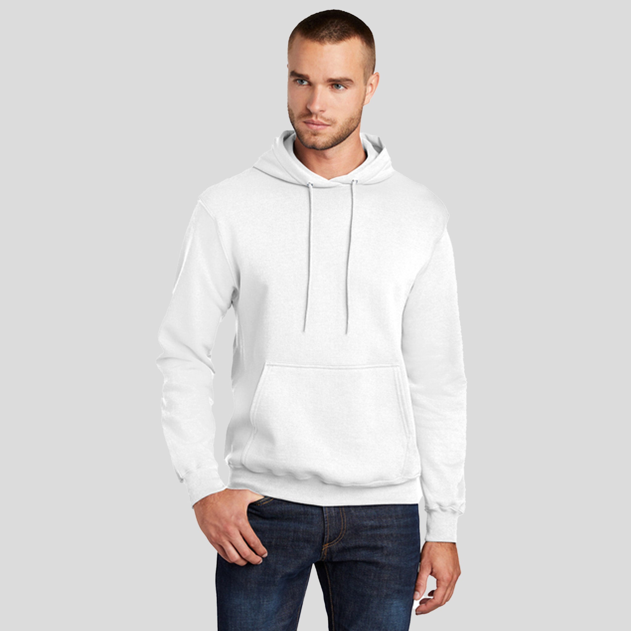 Men's Tall Core Fleece Pullover Hooded Sweatshirt | White