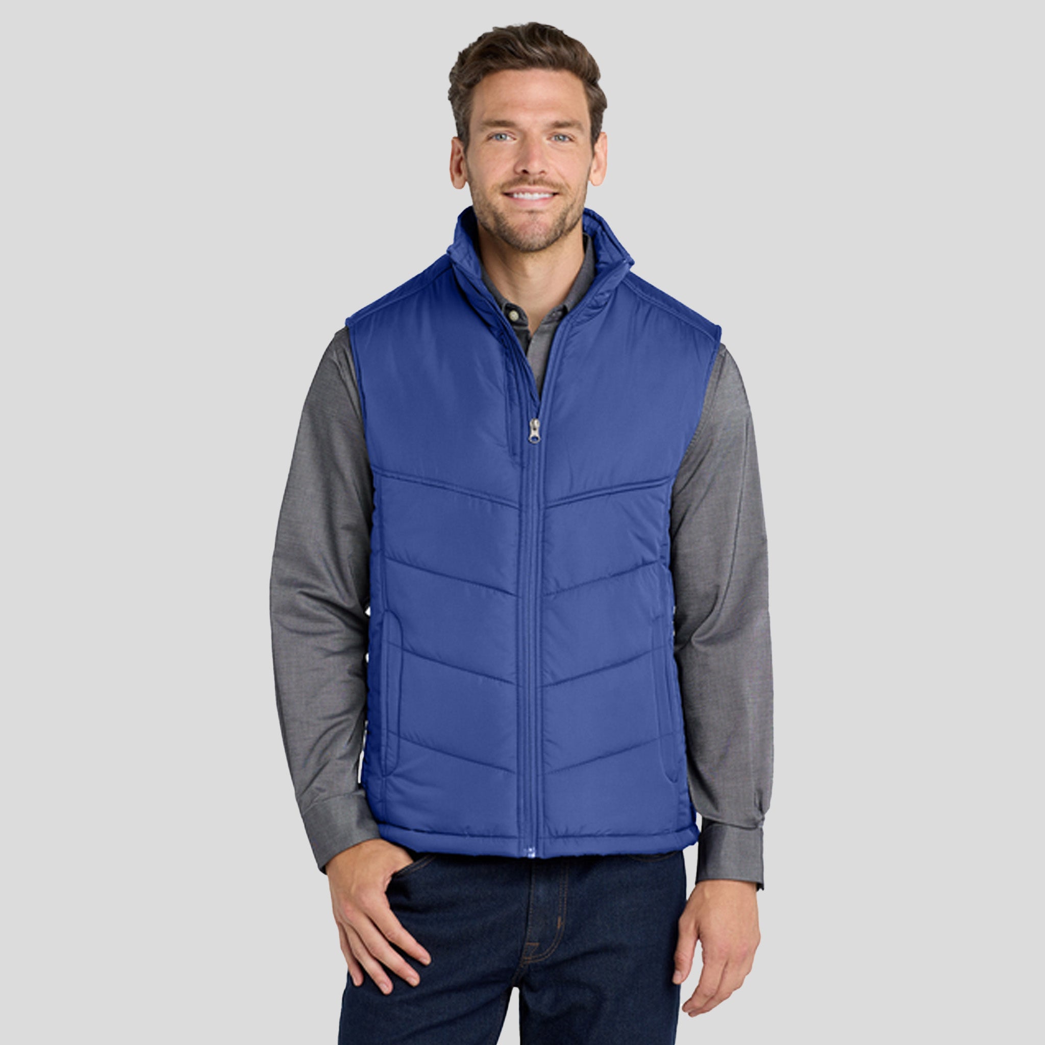 Men's Puffy Vest | Mediterranean Blue/Black
