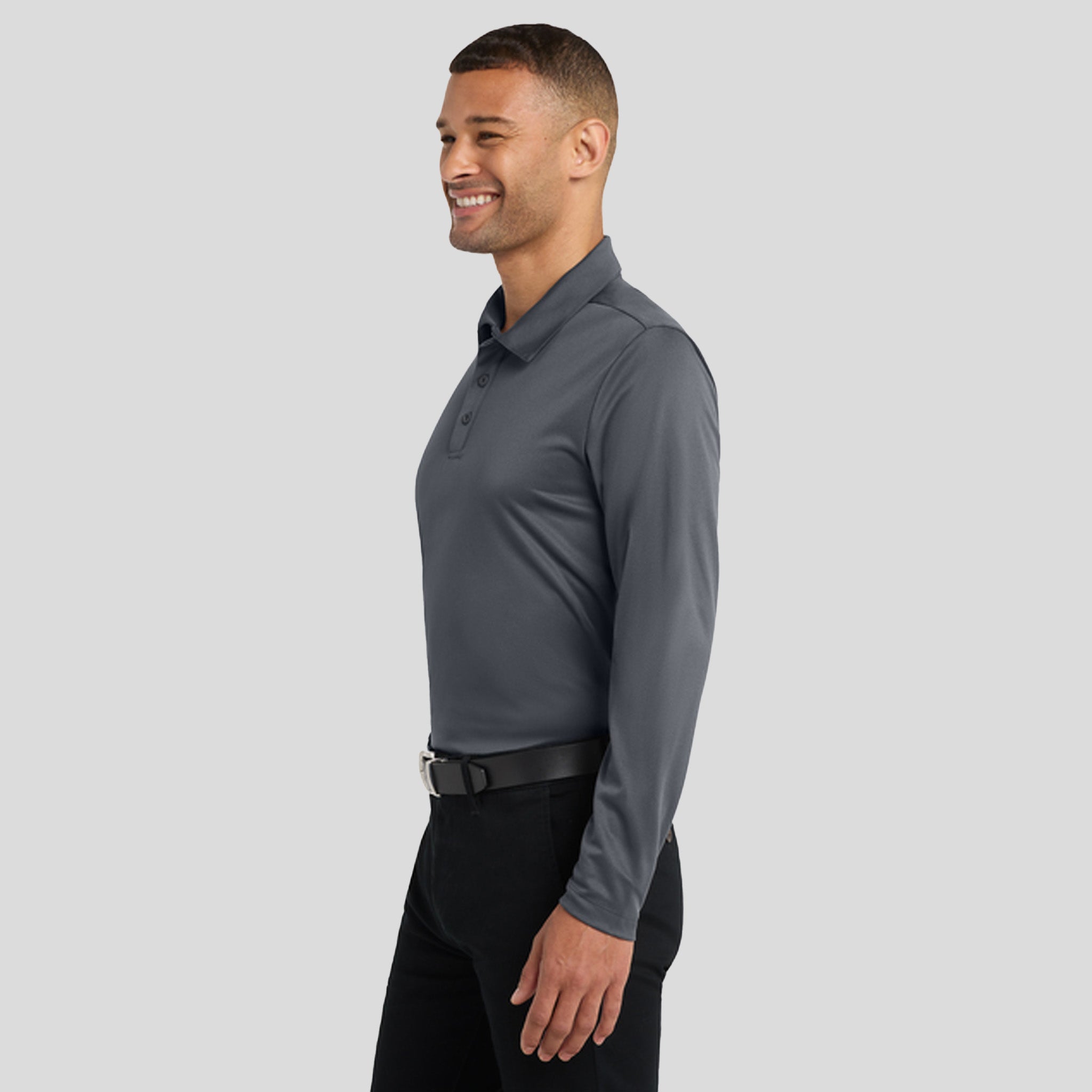 Silk Touch™ Performance Long Sleeve Polo | Steel Grey