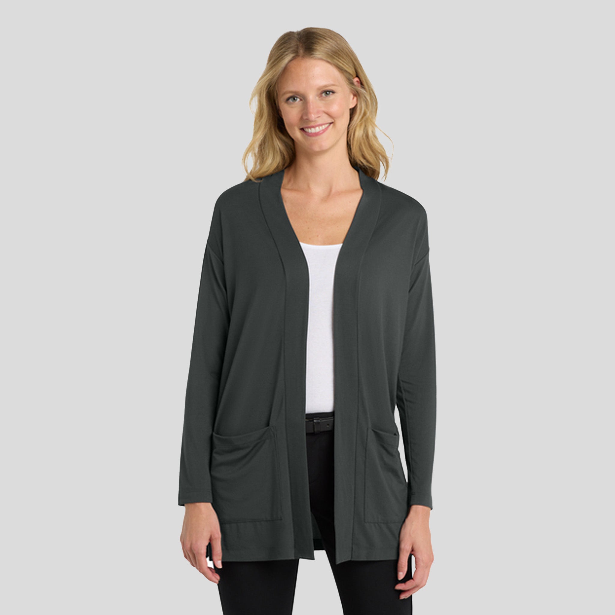 Women's Concept Long Pocket Cardigan | Grey Smoke