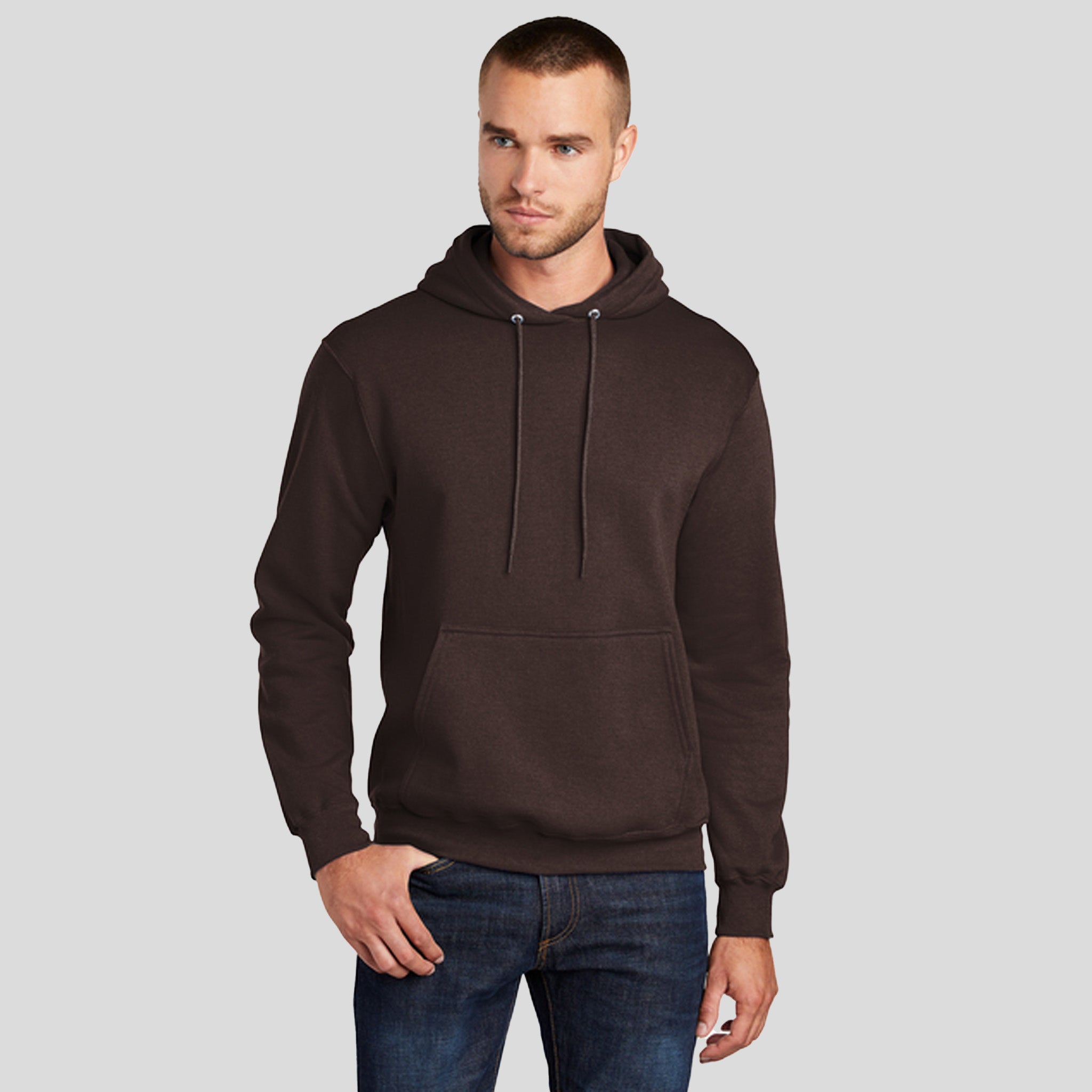 Men's Core Fleece Pullover Hooded Sweatshirt | Dark Chocolate Brown