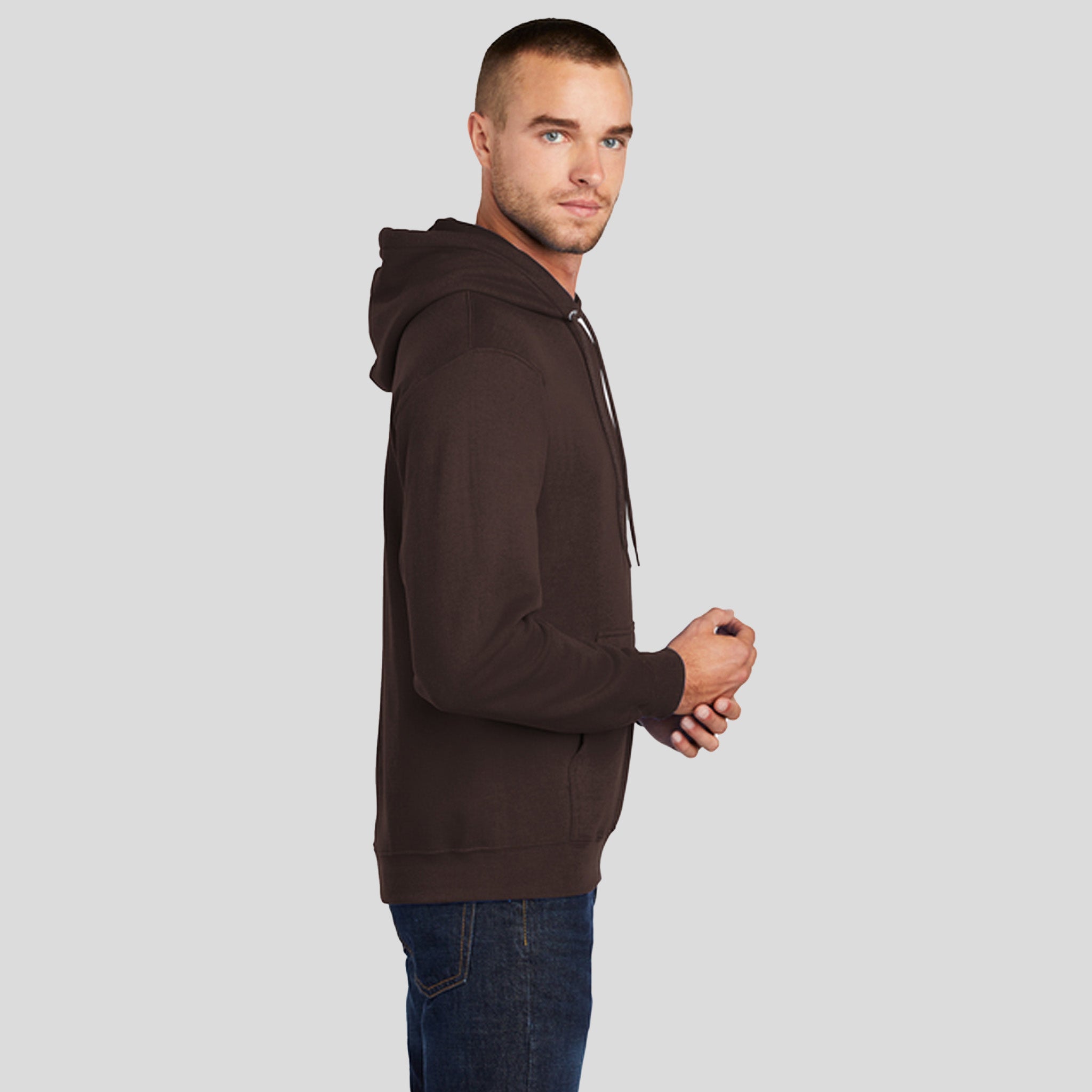 Men's Core Fleece Pullover Hooded Sweatshirt | Dark Chocolate Brown