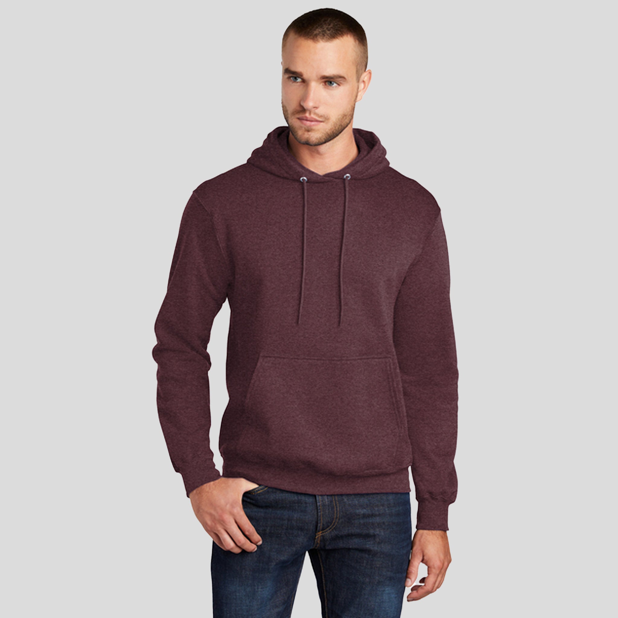 Men's Core Fleece Pullover Hooded Sweatshirt | Heather Athletic Maroon