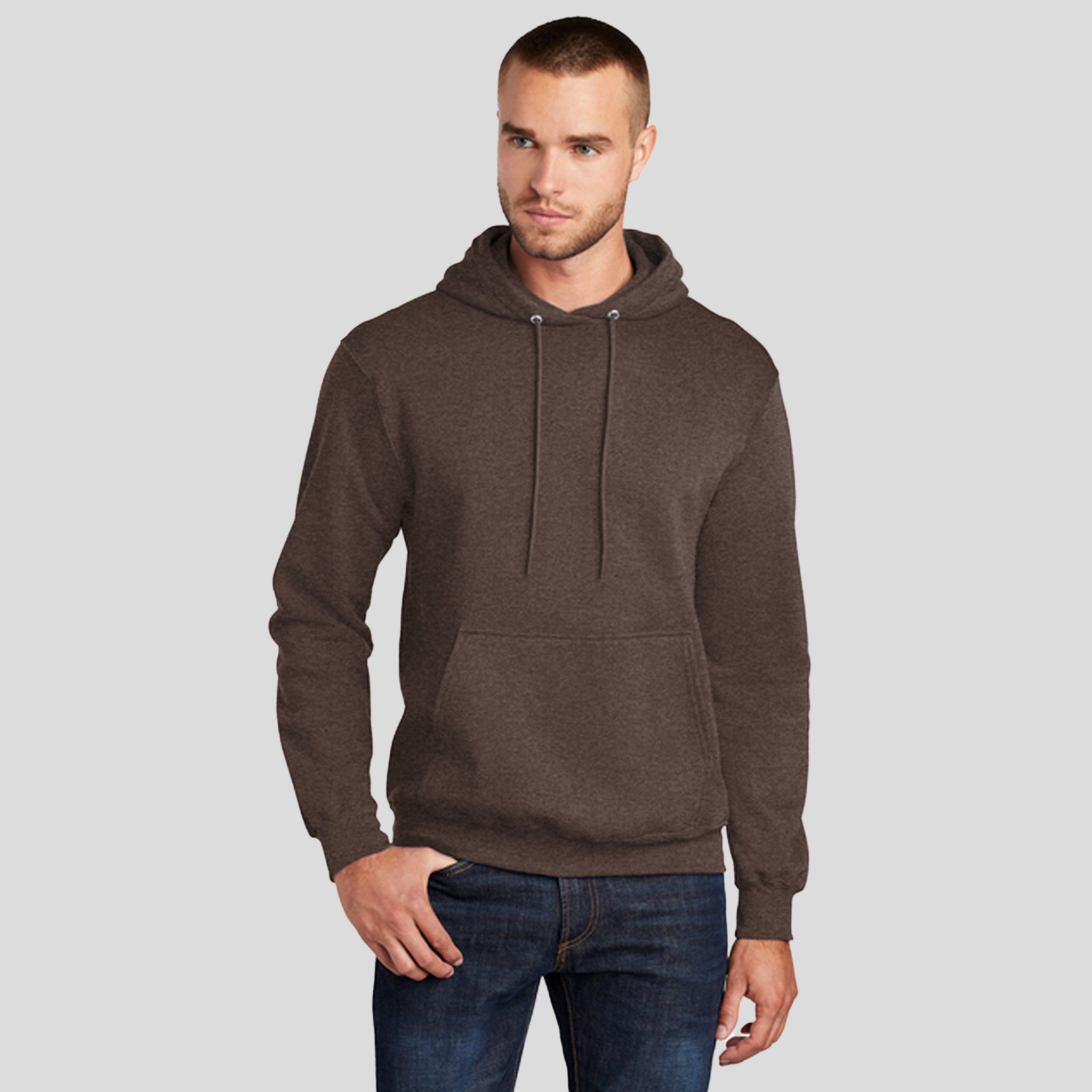 Men's Core Fleece Pullover Hooded Sweatshirt | Heather Dark Chocolate Brown