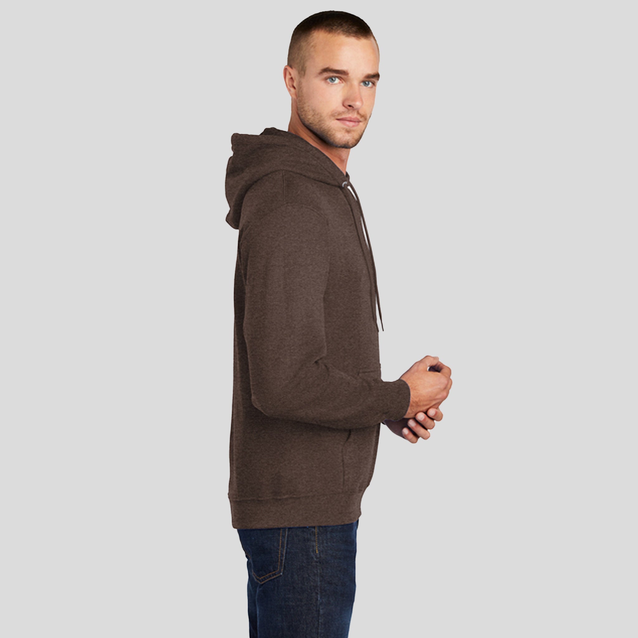 Men's Core Fleece Pullover Hooded Sweatshirt | Heather Dark Chocolate Brown