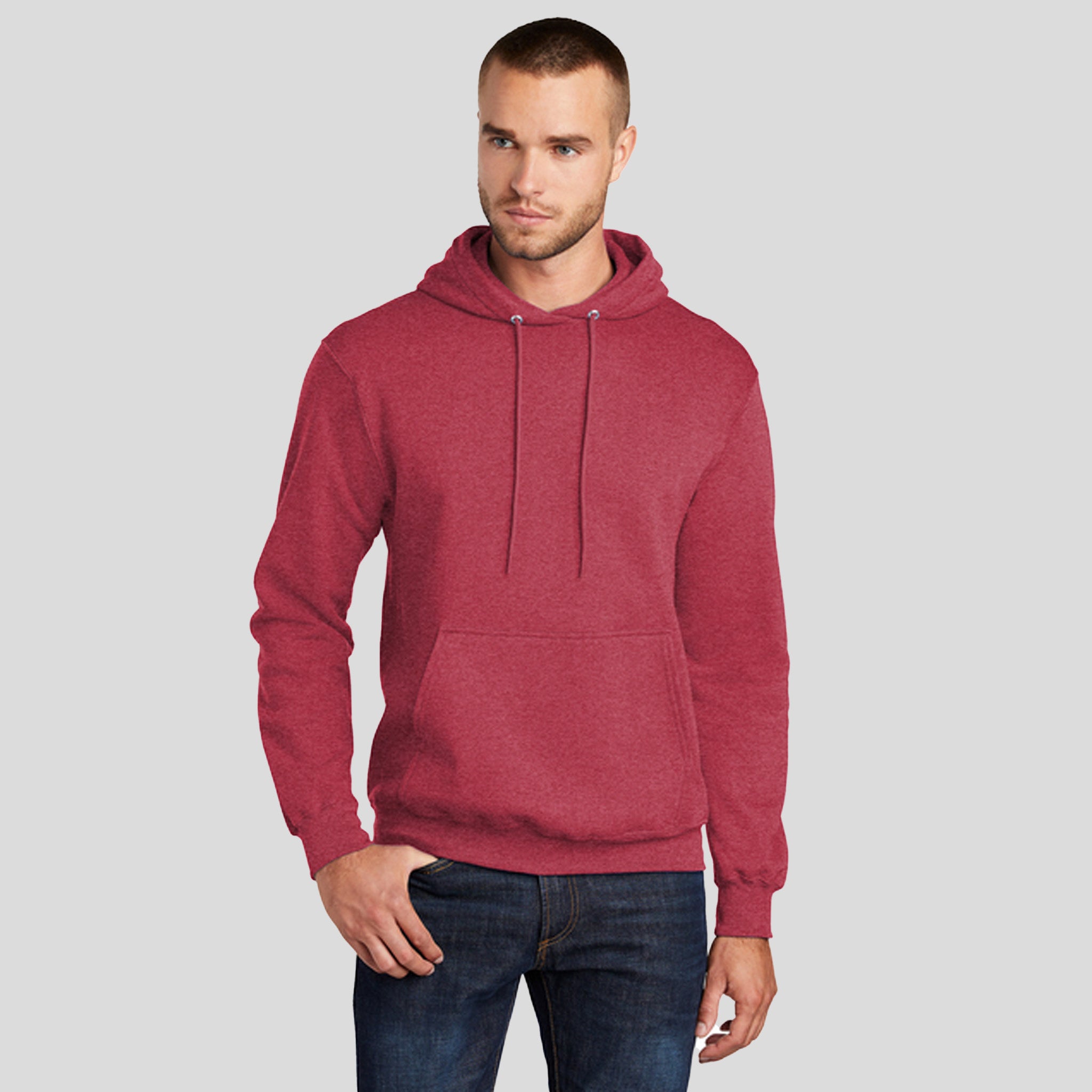 Men's Core Fleece Pullover Hooded Sweatshirt | Heather Red