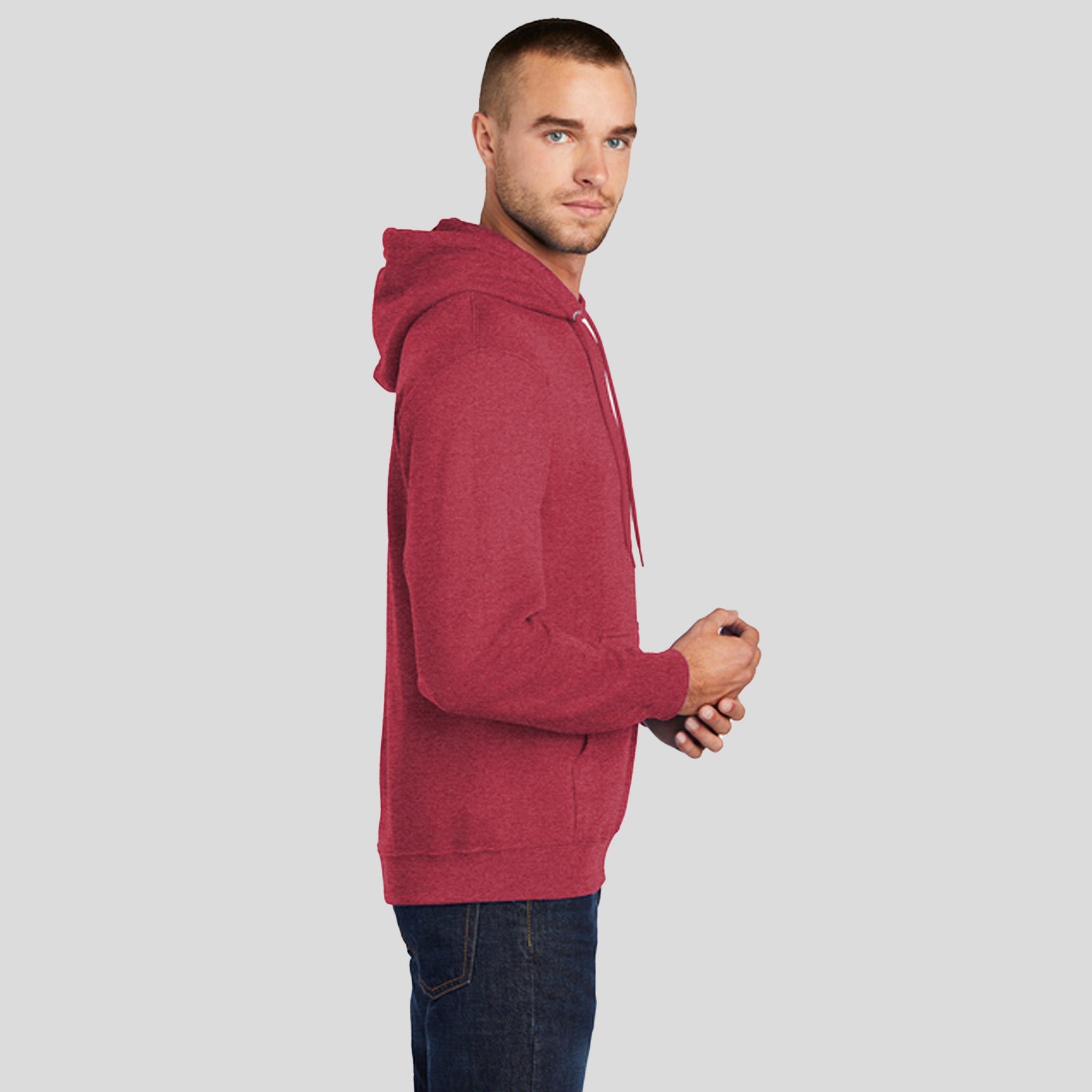 Men's Core Fleece Pullover Hooded Sweatshirt | Heather Red