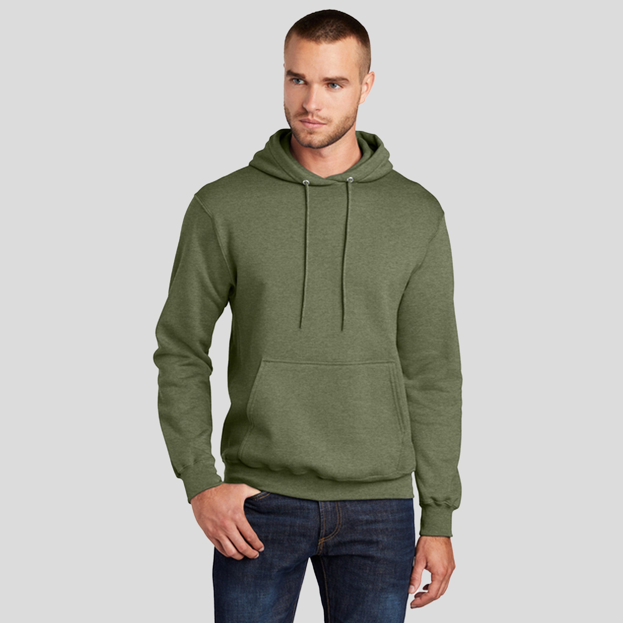Men's Core Fleece Pullover Hooded Sweatshirt | Olive Drab Green Heather