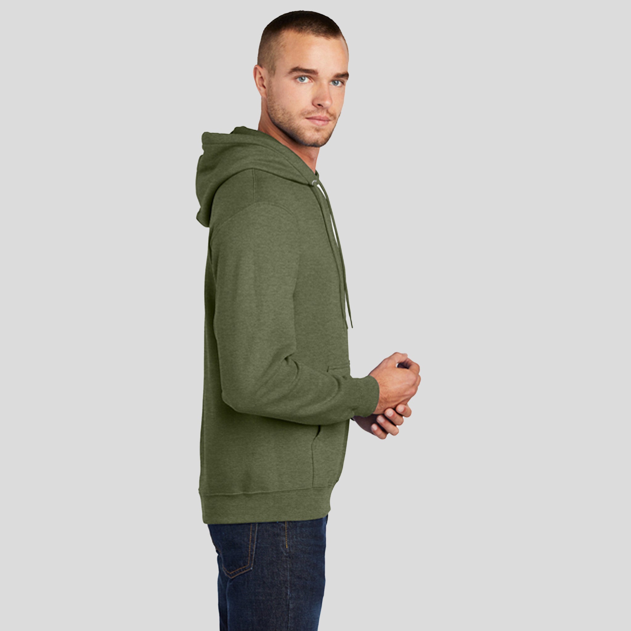 Men's Core Fleece Pullover Hooded Sweatshirt | Olive Drab Green Heather