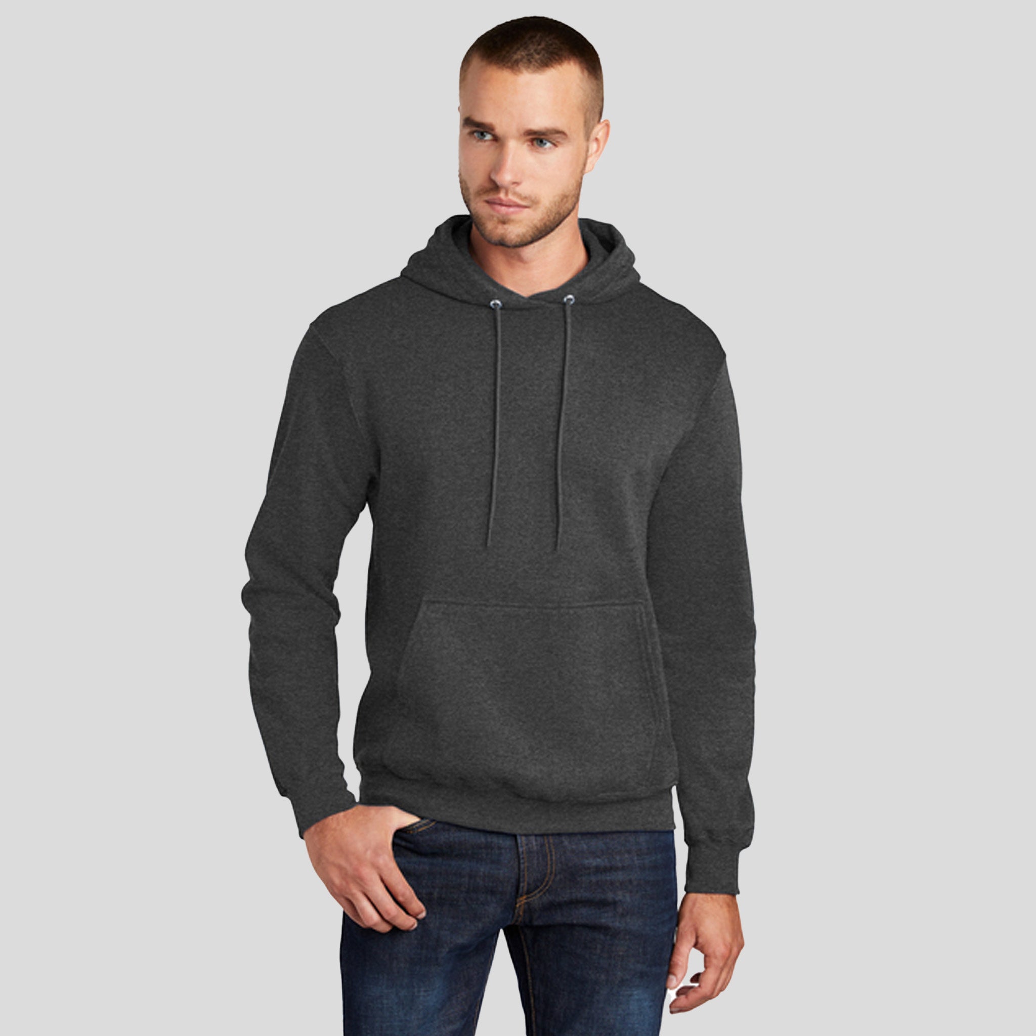 Men's Core Fleece Pullover Hooded Sweatshirt | Black Heather